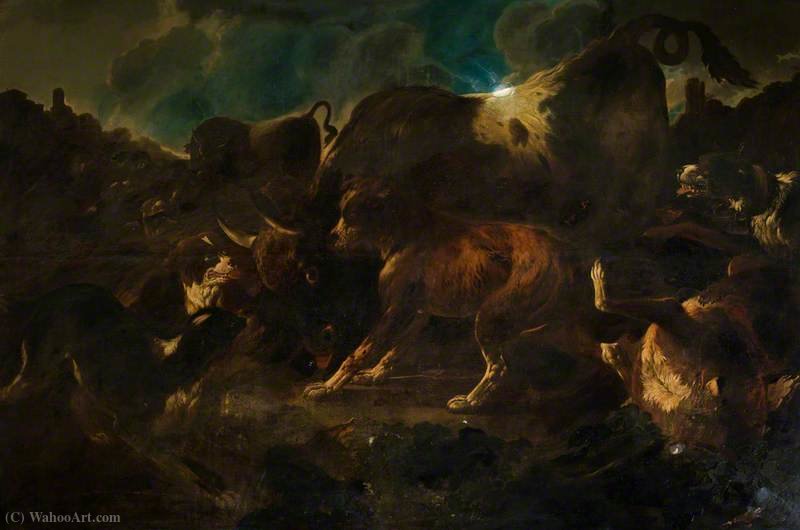 Hounds Attacking A Bull — Philipp Peter Roos