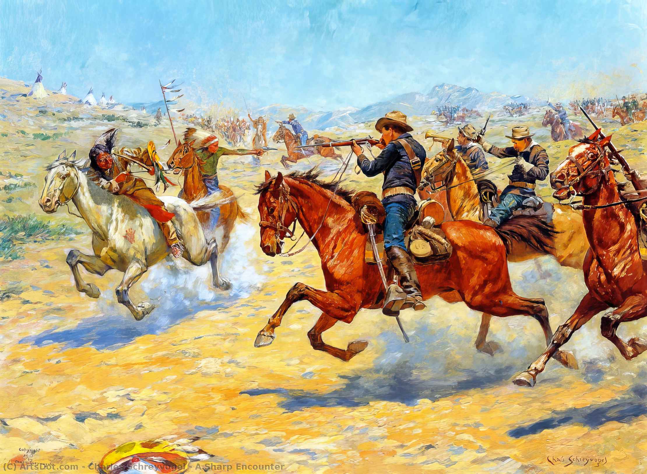 A Sharp Encounter — Charles Schreyvogel