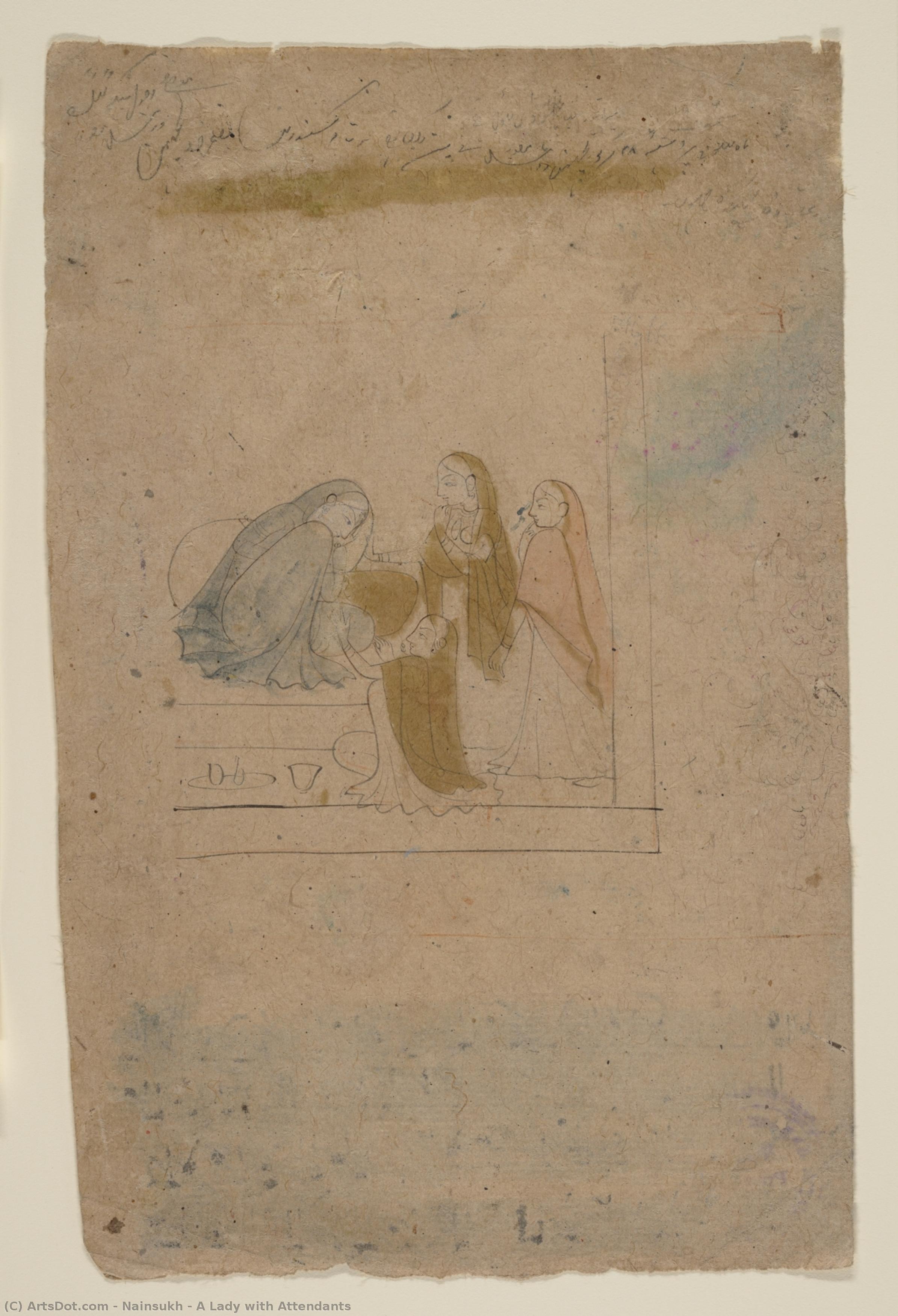A Lady With Attendants — Nainsukh