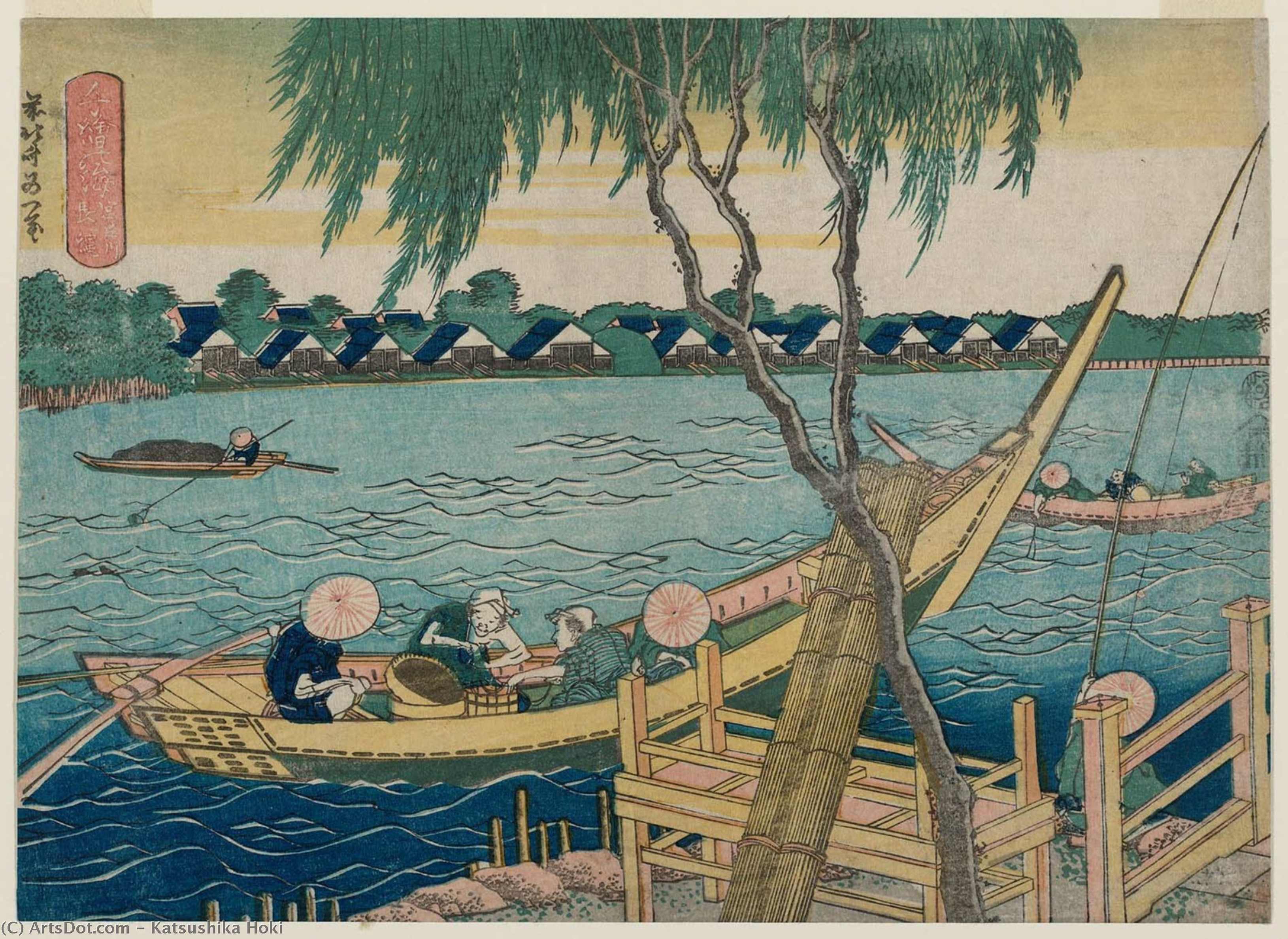 Line-fishing In The Miyato River — Katsushika Hokusai