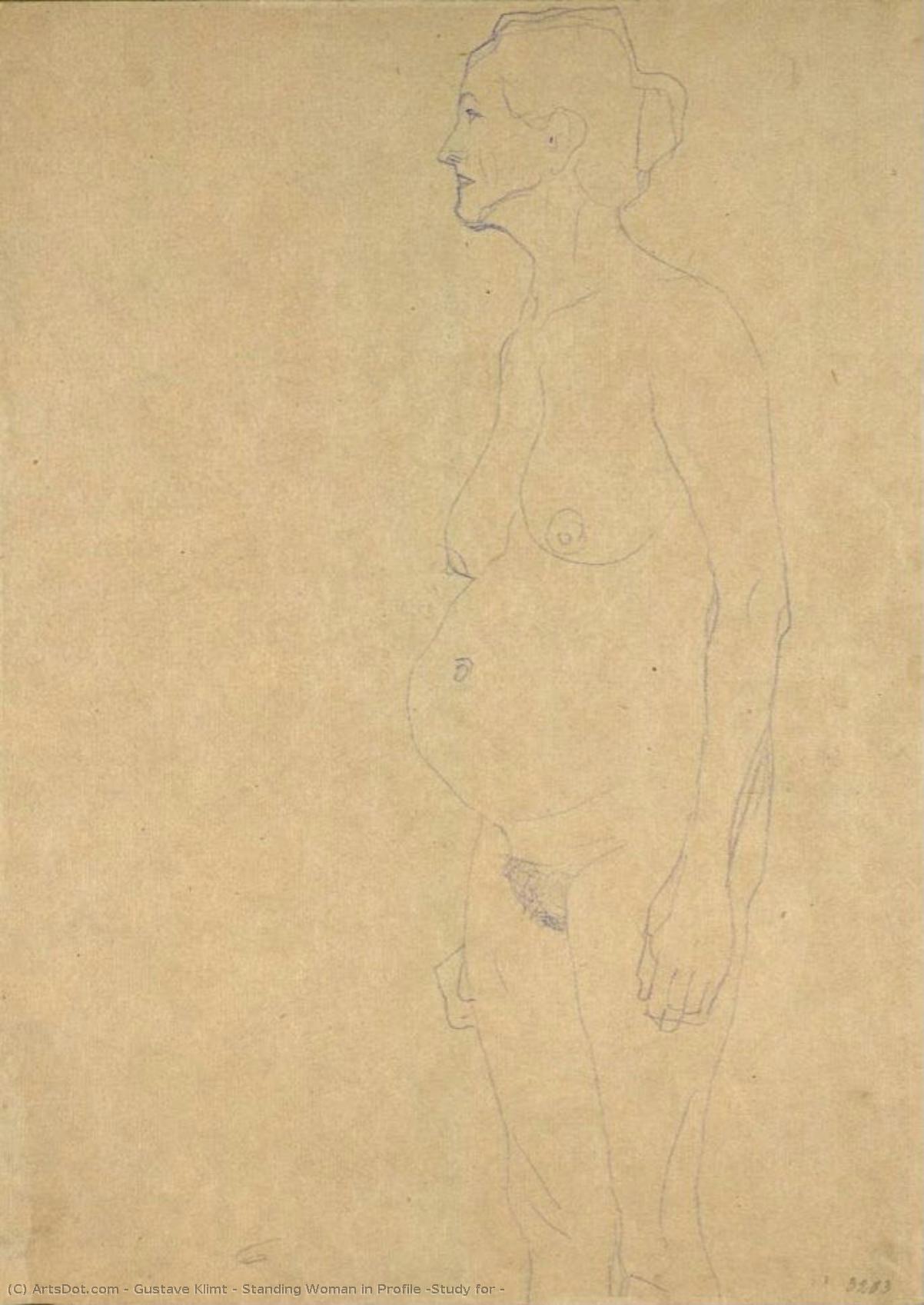 Mujer De Pie En Profilo — Gustav Klimt