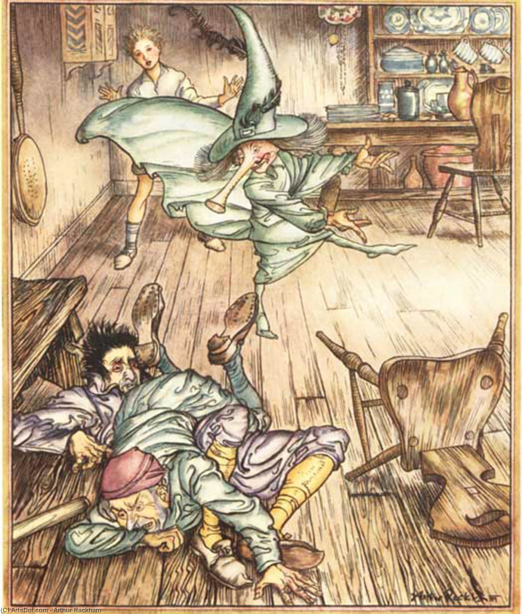 So There They Lay, All Three — Arthur Rackham
