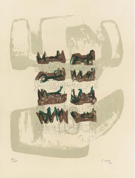 Eight Reclining Figures On Rock Background — Henry Moore