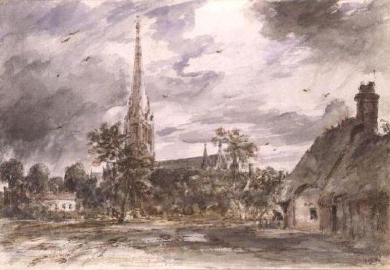 Salisbury Cathedral Con Cottage — John Constable