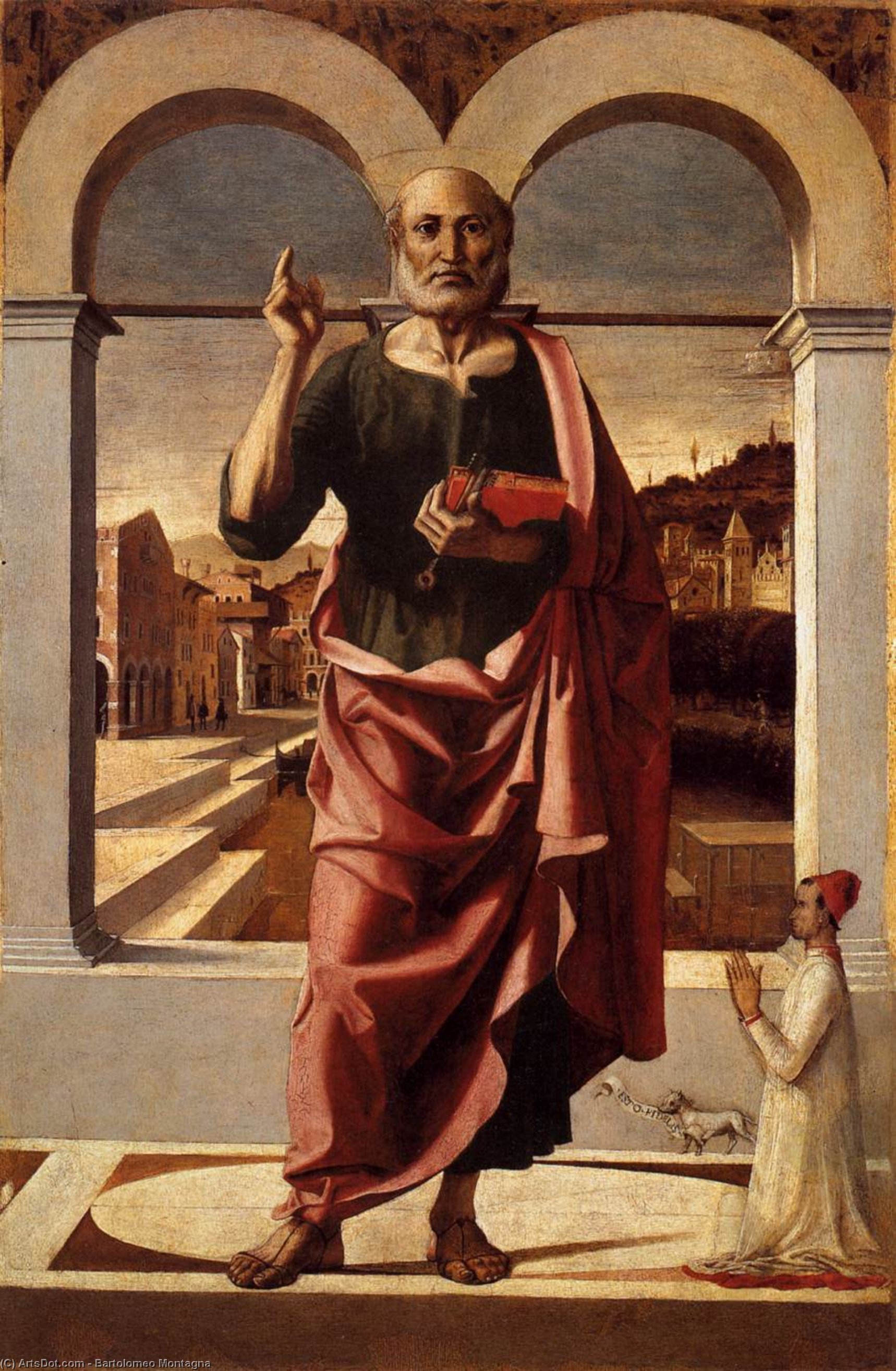 St Peter Blessing Und Donor — Bartolomeo Montagna