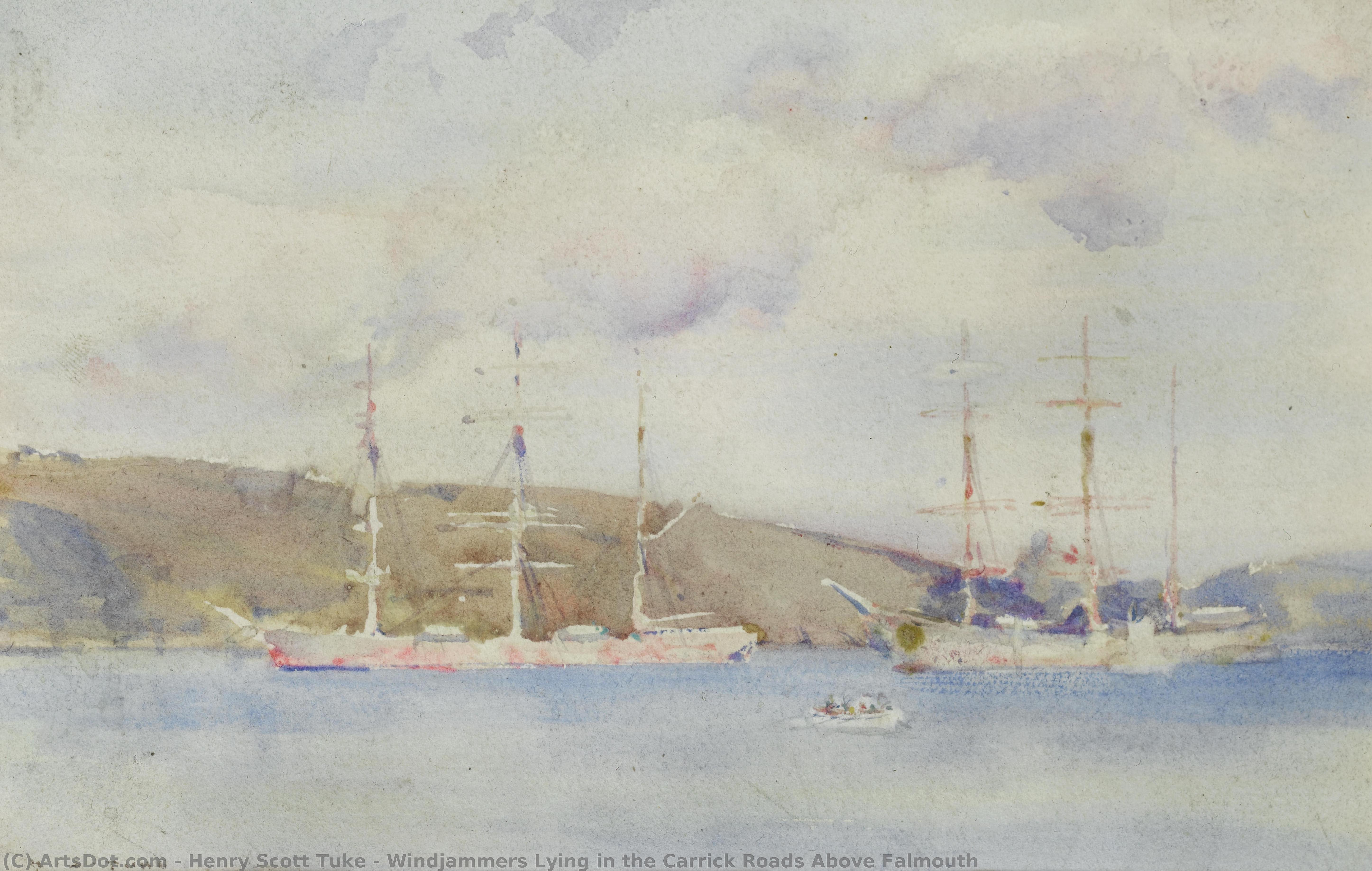 Windjammers Lying In The Carrick Roads Above Falmouth — Henry Scott Tuke