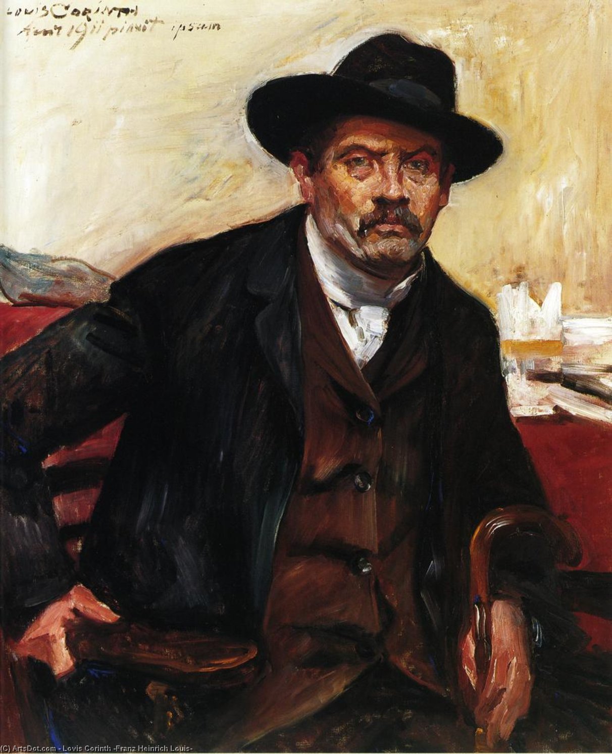 Selbstporträt Mit Schwarzem Hut — Lovis Corinth