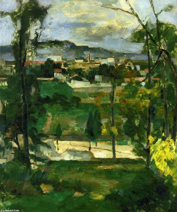 Village Behind Trees, Ile De France — Paul Cézanne