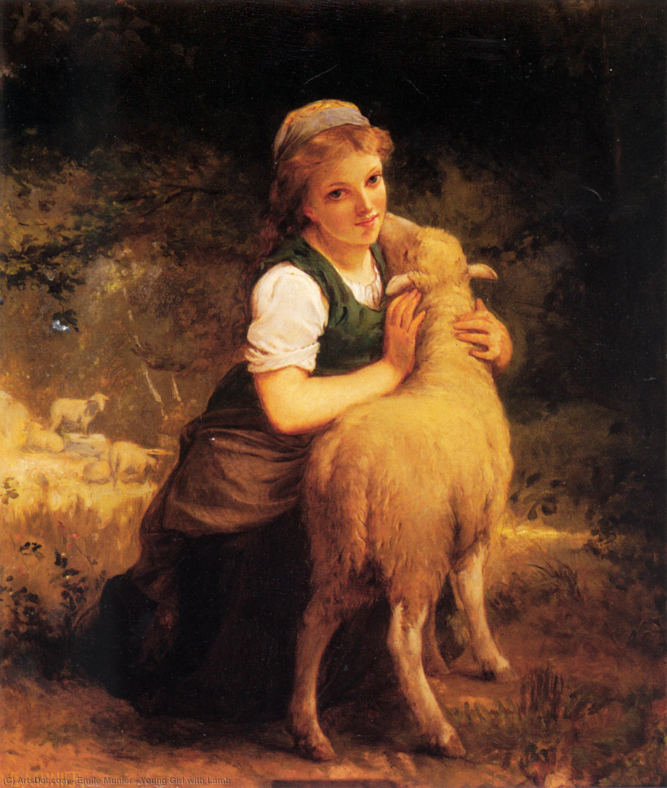 Young Girl With Lamb — Émile Munier