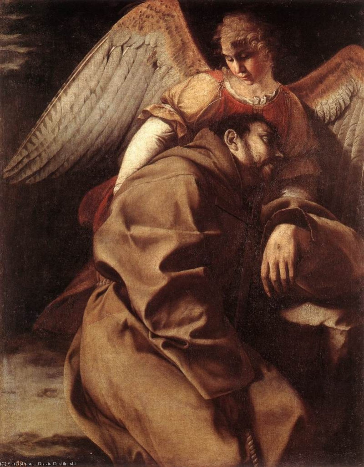 Saint François Soutenu Par Un Ange — Orazio Gentileschi