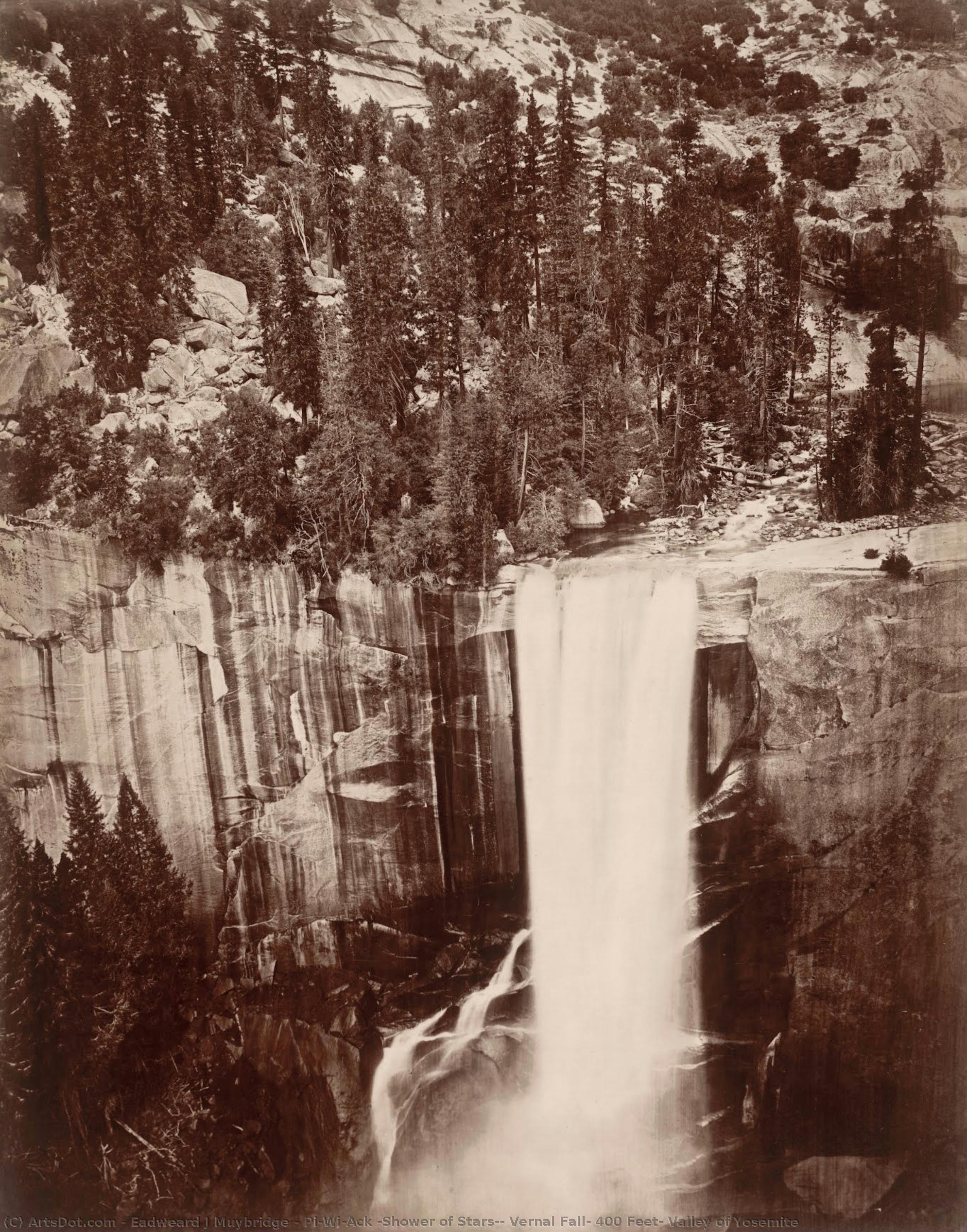 Pi-wi-ack (shower Of Stars), Vernal Fall, 400 Feet, Valley Of Yosemite — Eadweard J. Muybridge
