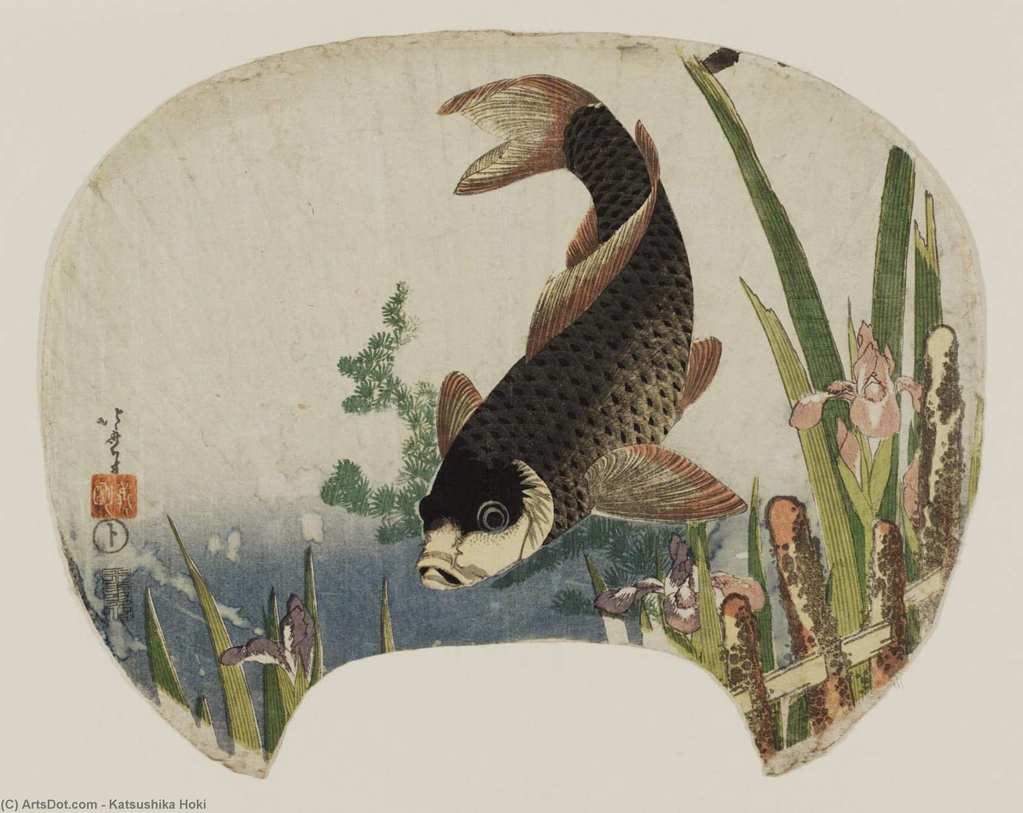 Koi Og Iris — Hokusai