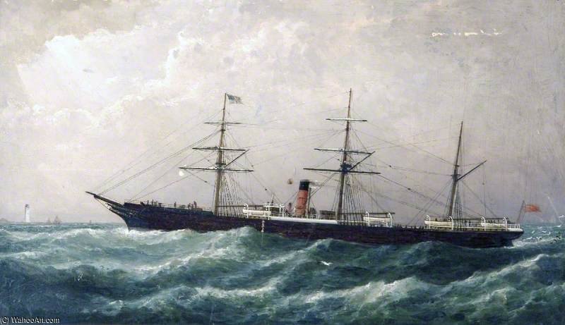Cunard Steamer Passing A Lighthouse — Samuel Walters