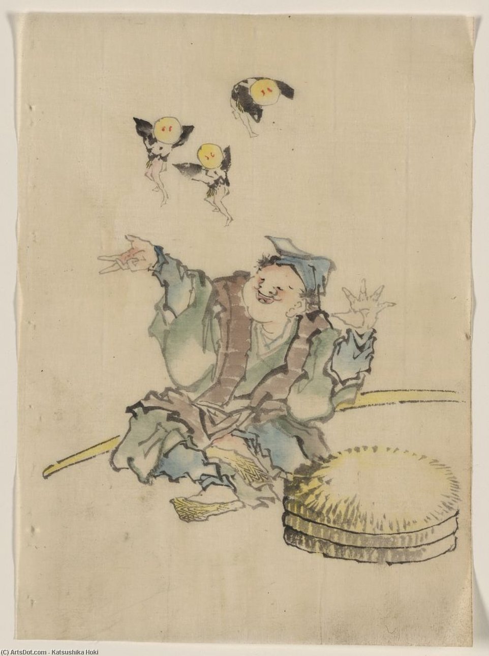 A Man, Sitting On The Ground, Is Wearing Several Layers Of Clothing - Bir Adam Çeşitli Katmanlardan Giysiyle Yerdeyken — Hokusai