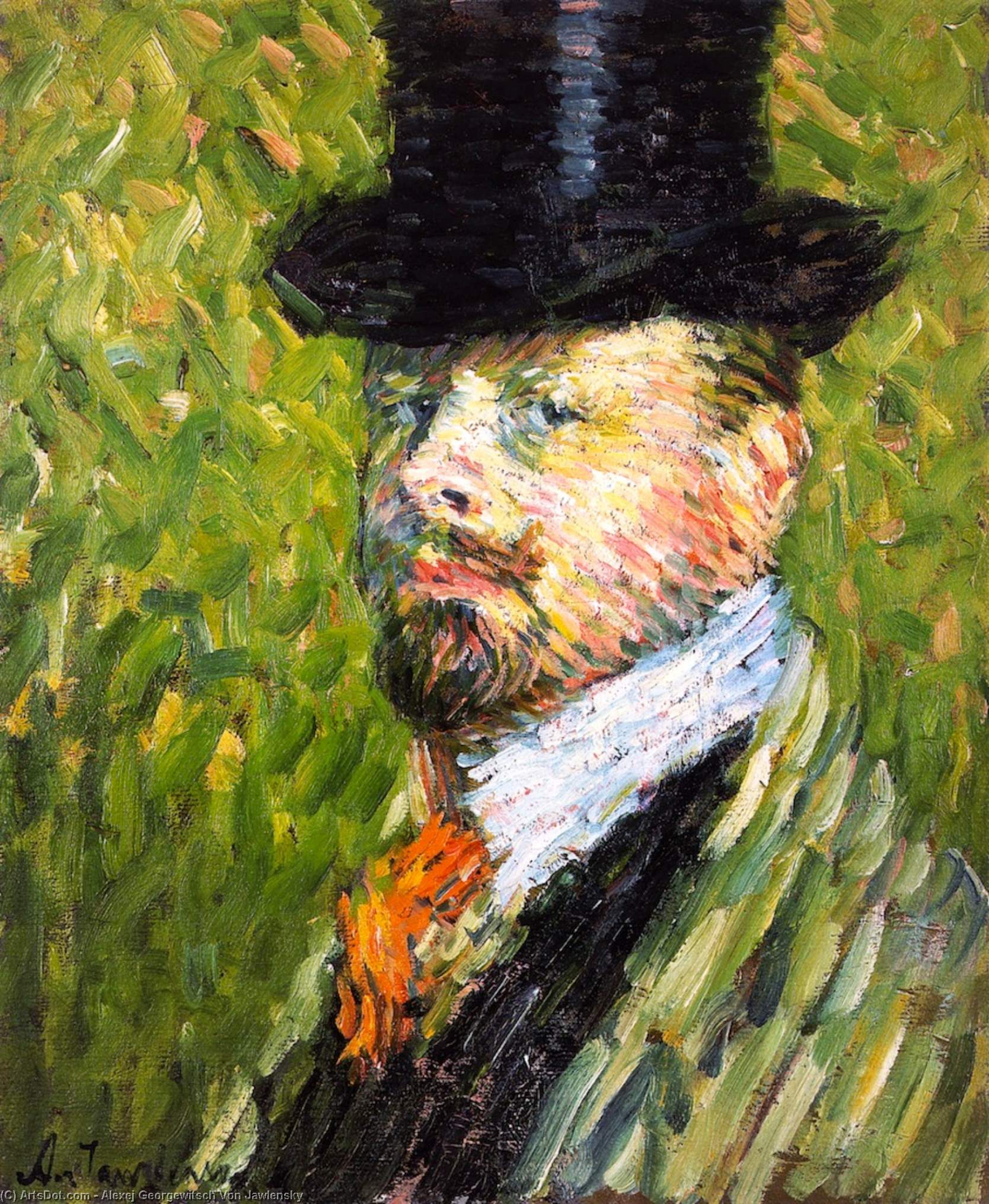 Self-portrait In Top Hat — Alexej Von Jawlensky