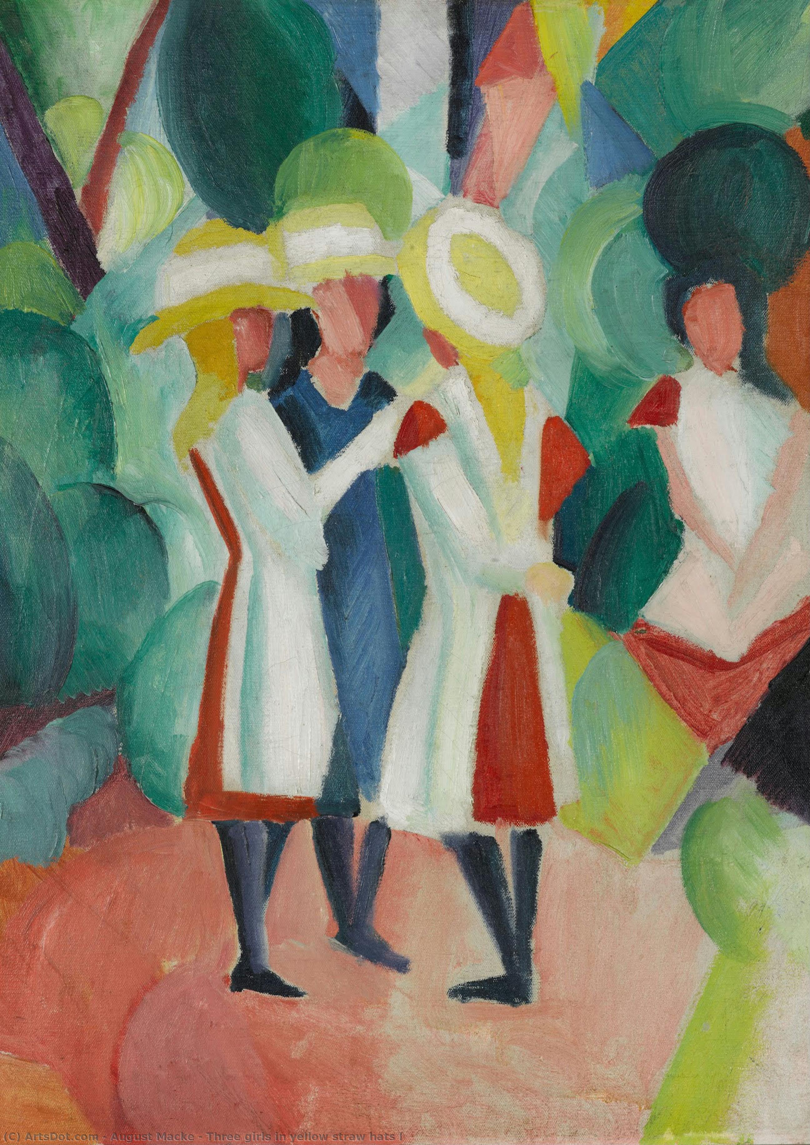 Three Girls In Yellow Straw Hats I — August Macke