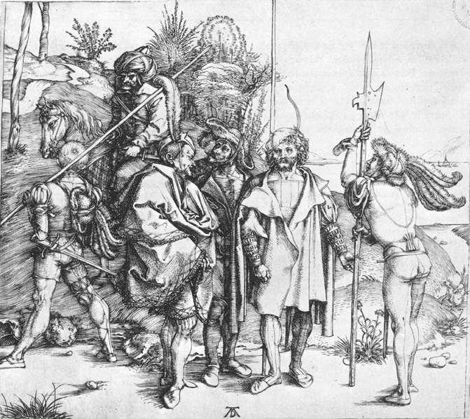 Five Lansquenets And An Oriental On Horseback — Αλβέρτης Ντýρερ