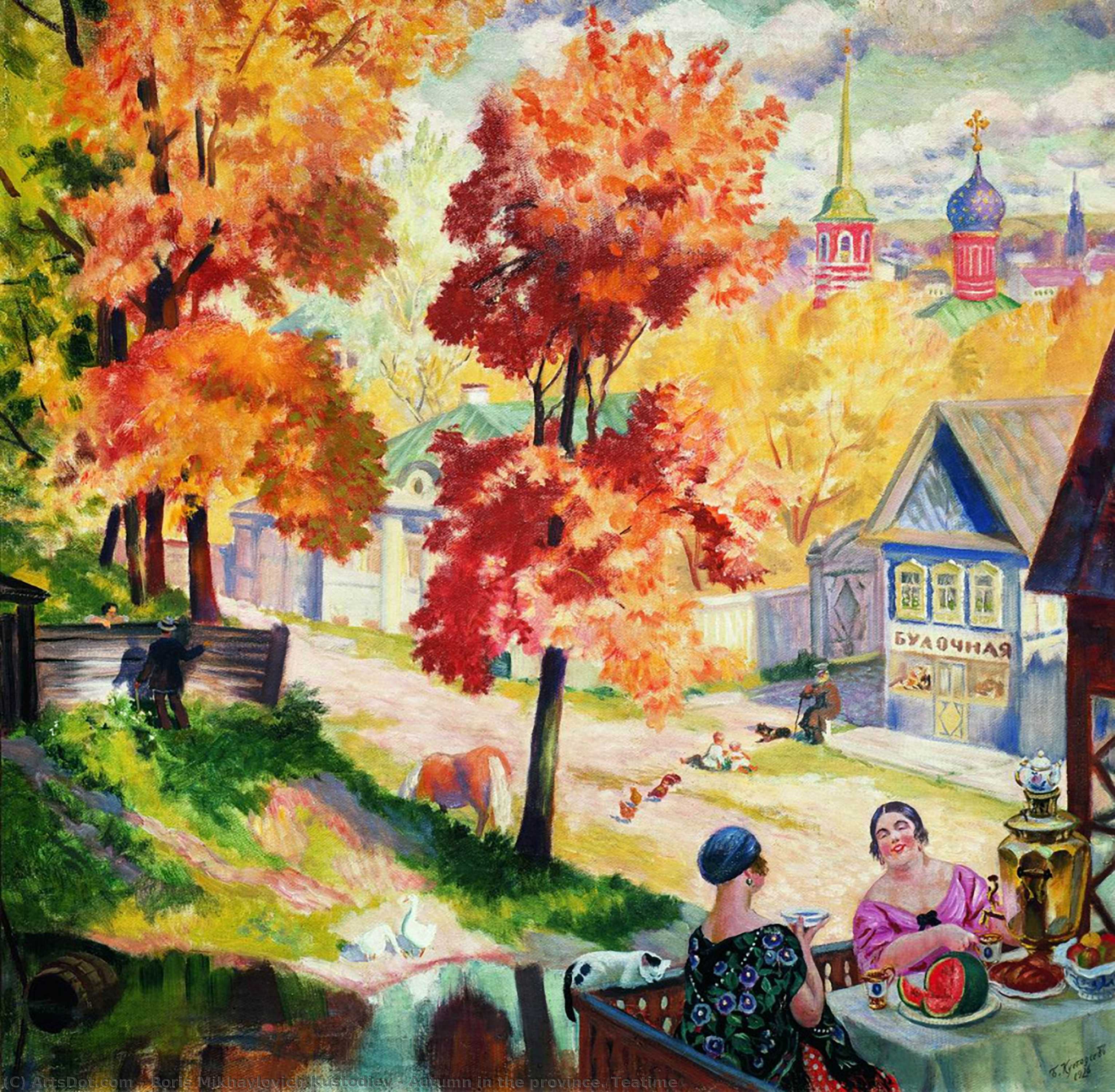 Automne En Province. L'heure Du Thé — Boris Mikhaïlovitch Koustodiev