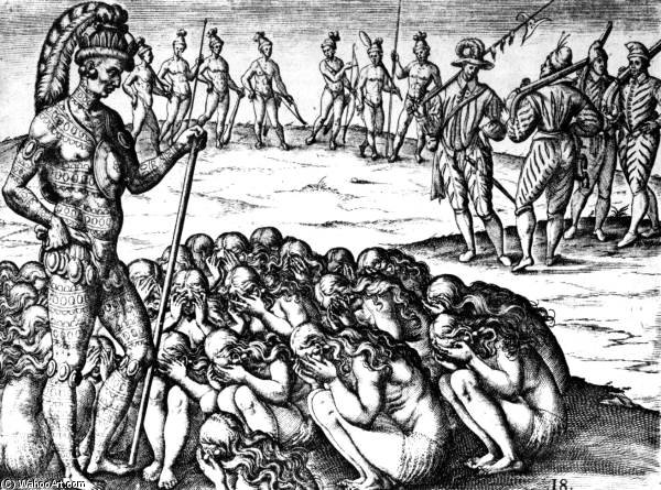 Grieving Widows Approach The Chief, — Theodore De Bry