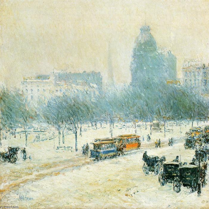 Winter In Union Square — Frederick Childe Hassam