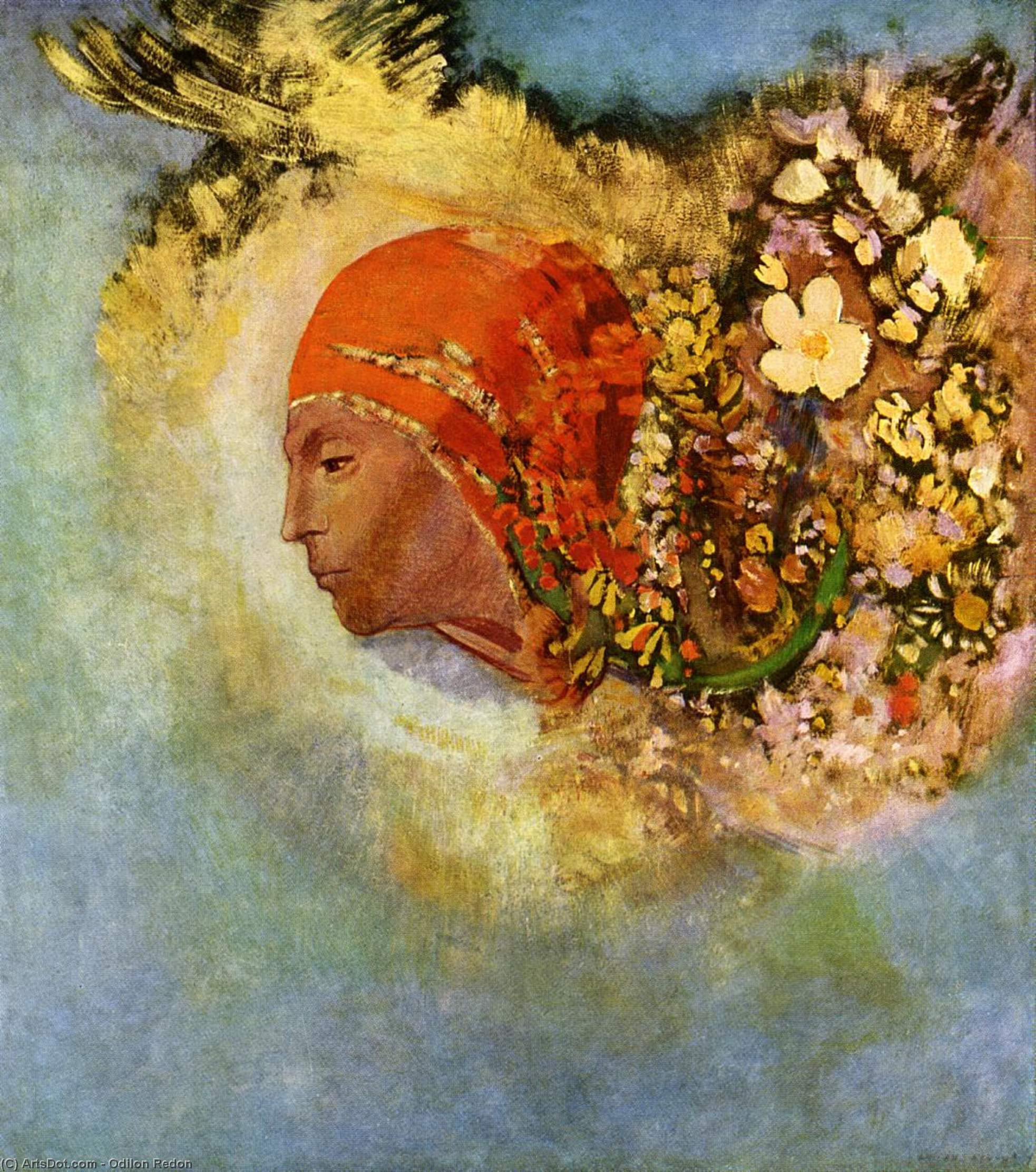 Kopf Mit Blumen — Odilon Redon