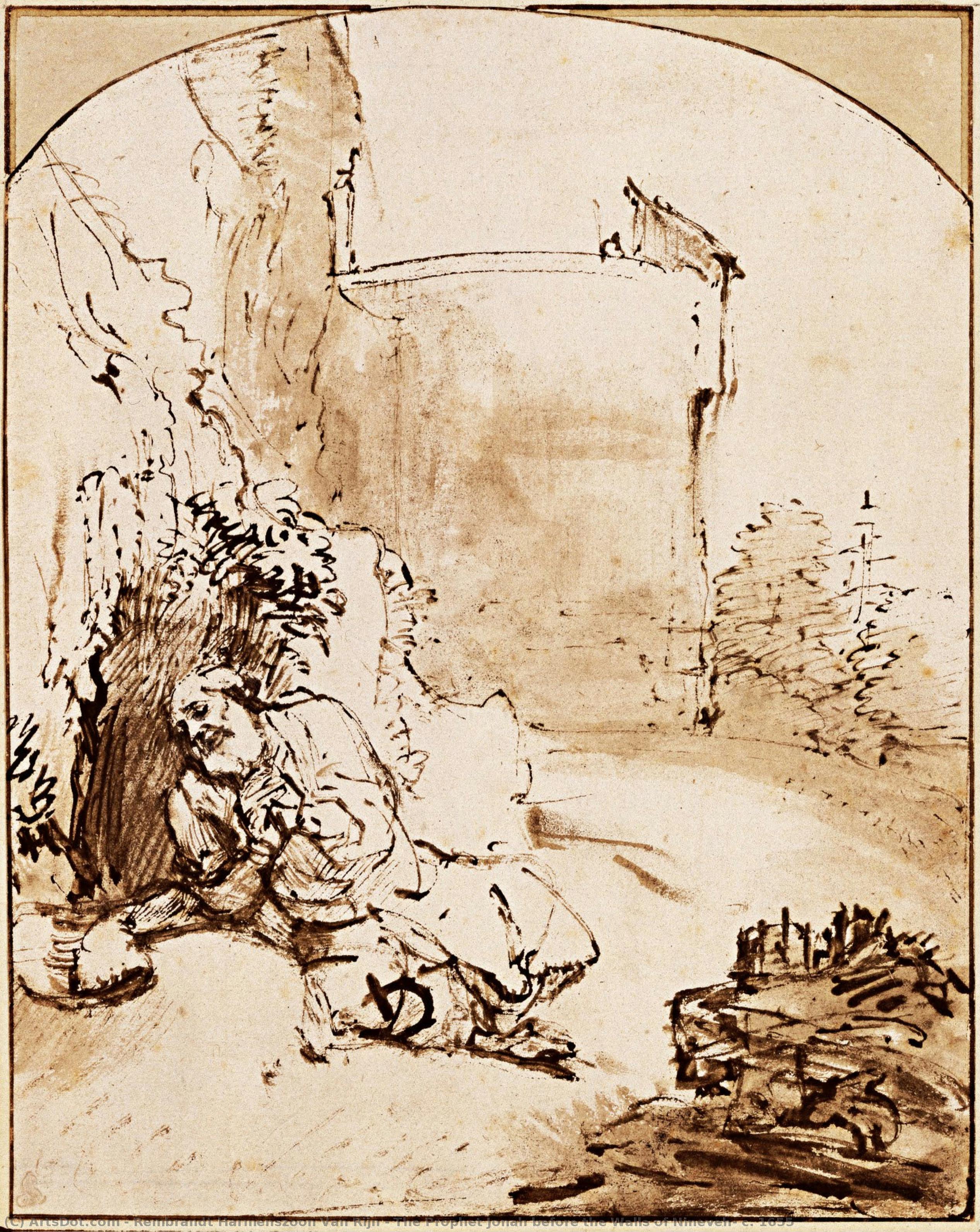 Der Prophet Jona Vor Den Mauern Von Ninive, Ca. 1655 — Rembrandt Van Rijn