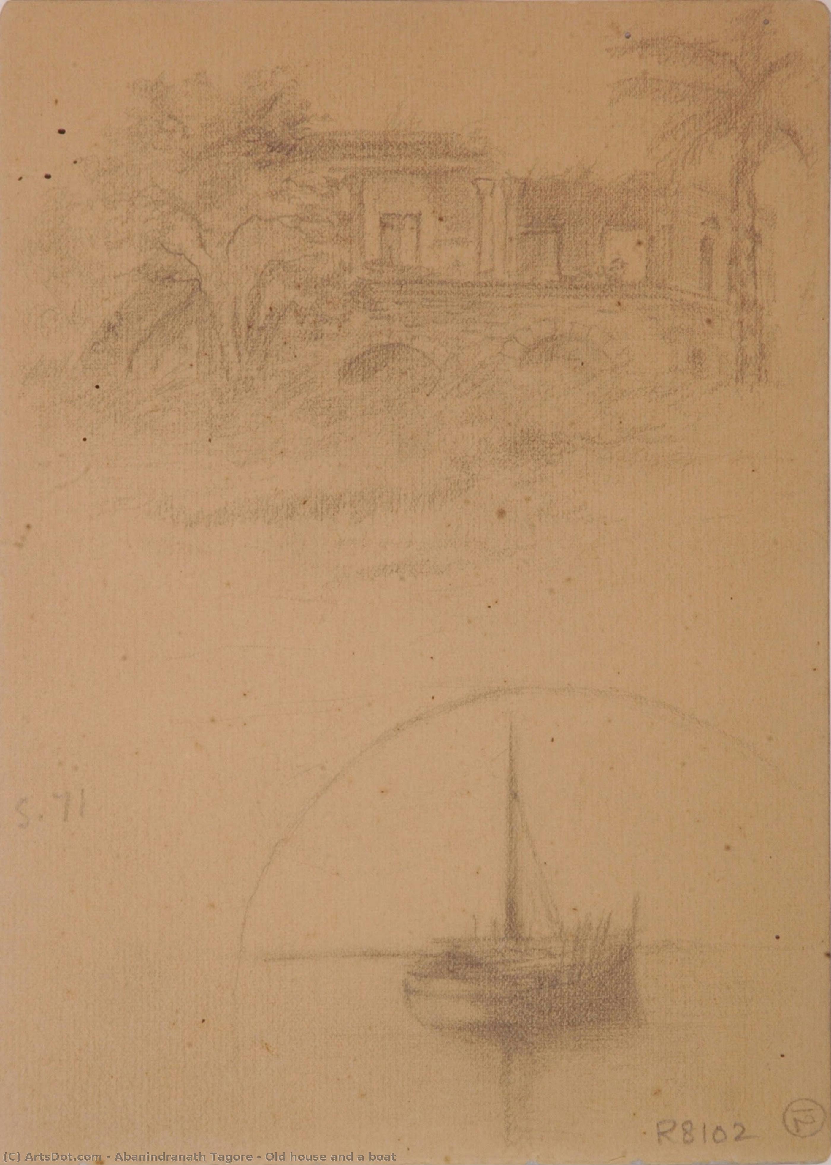 Old House And A Boat — Abanindranath Tagore