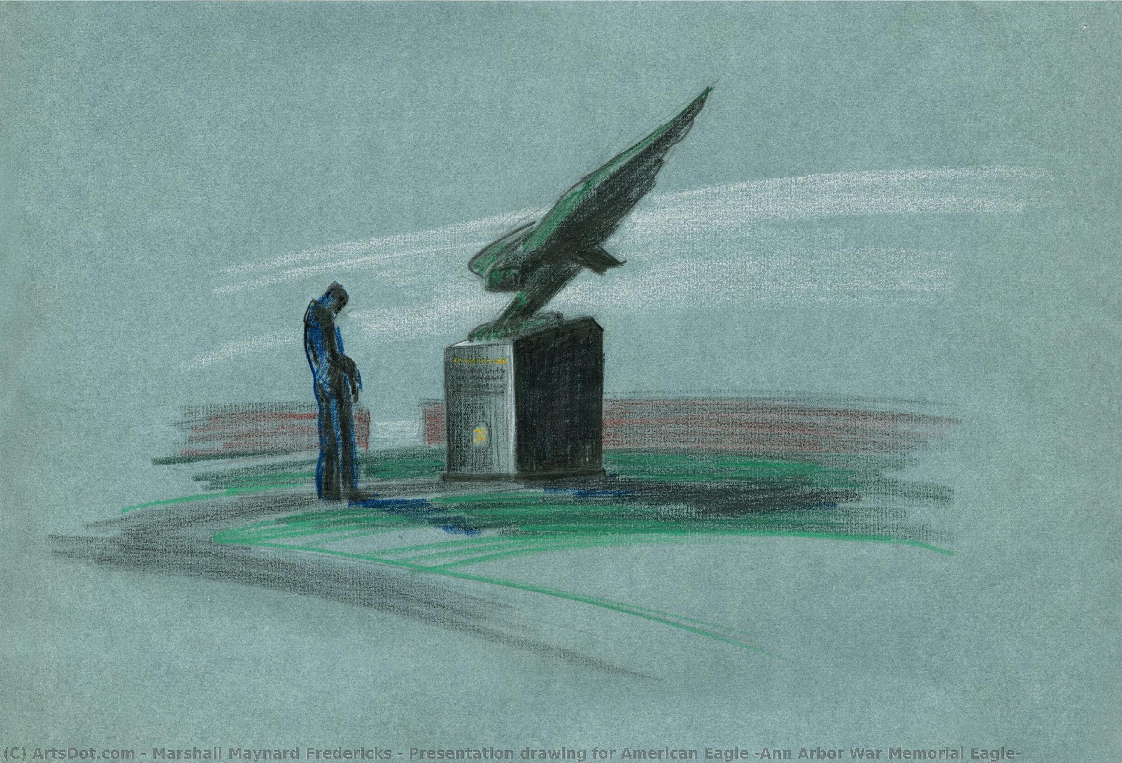 Presentation Drawing For American Eagle (ann Arbor War Memorial Eagle) — Marshall Maynard Fredericks