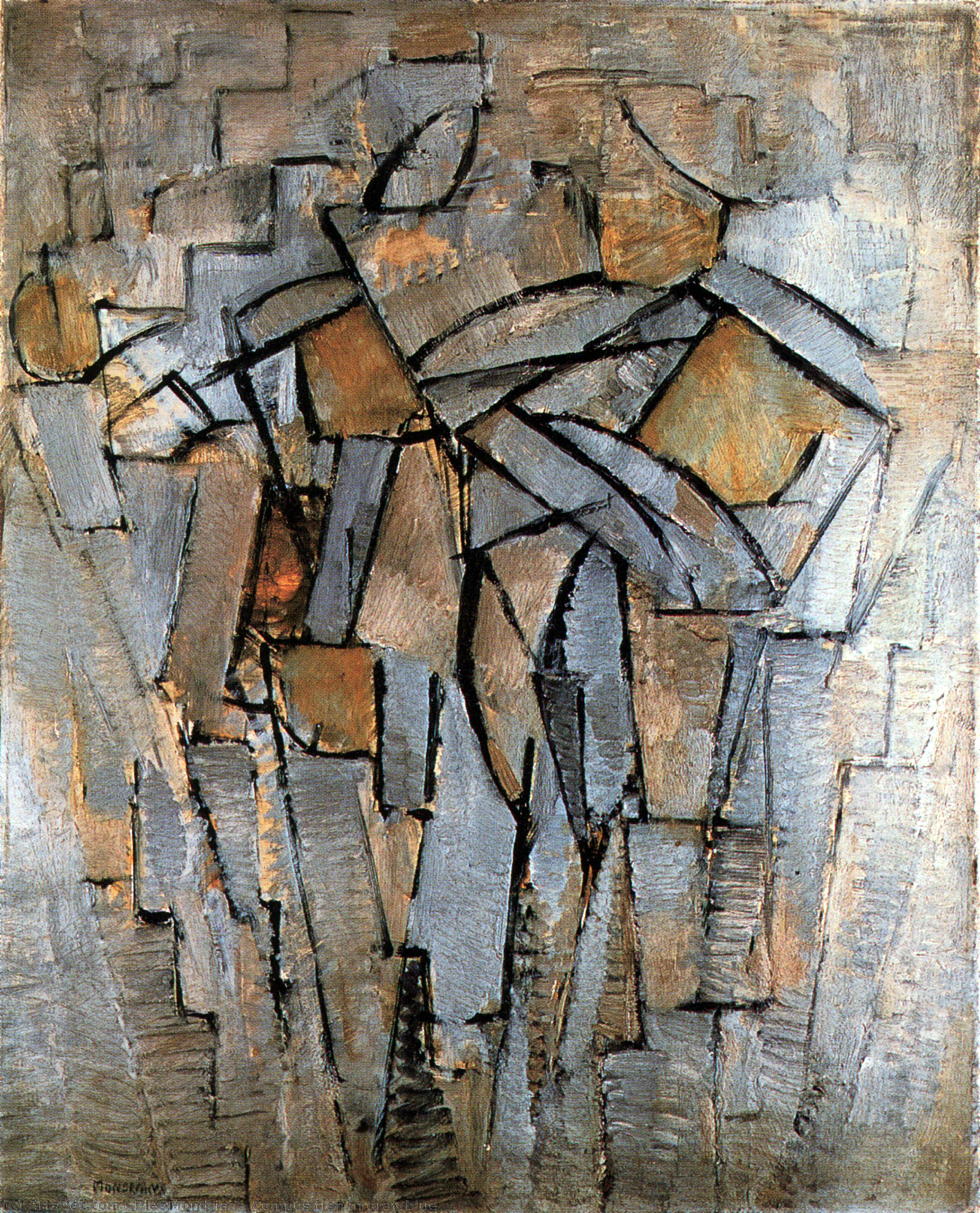 Komposition In Grau-blau — Piët Mondrian