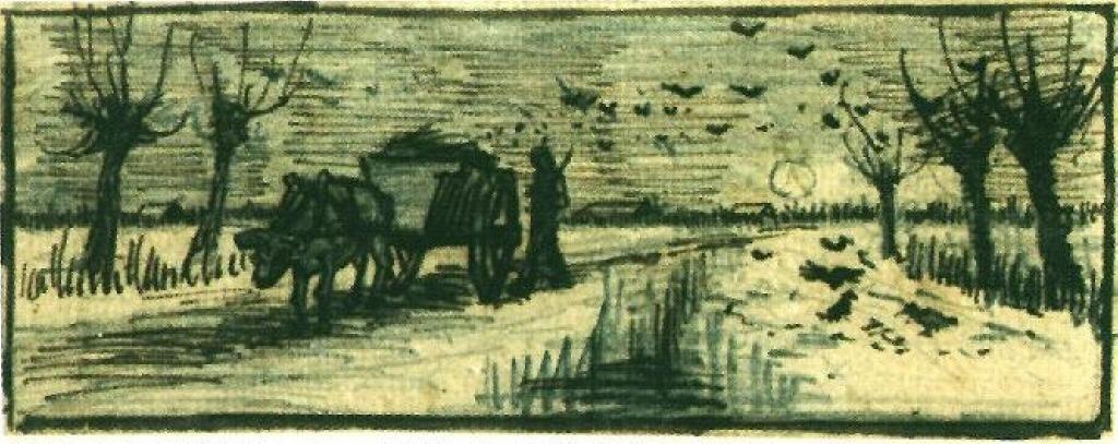Oxcart In The Snow — Vincent Van Gogh