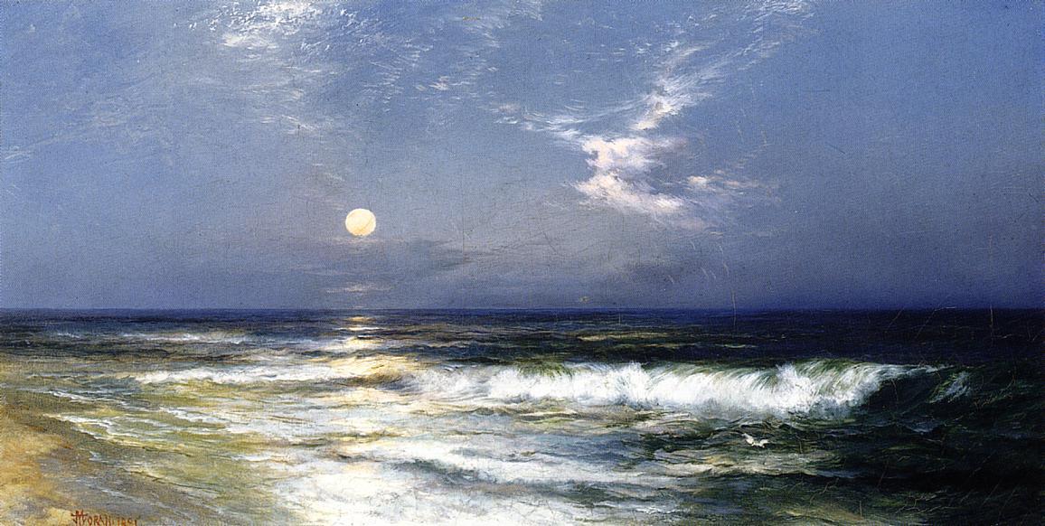 Moonlit Seascape — Thomas Moran