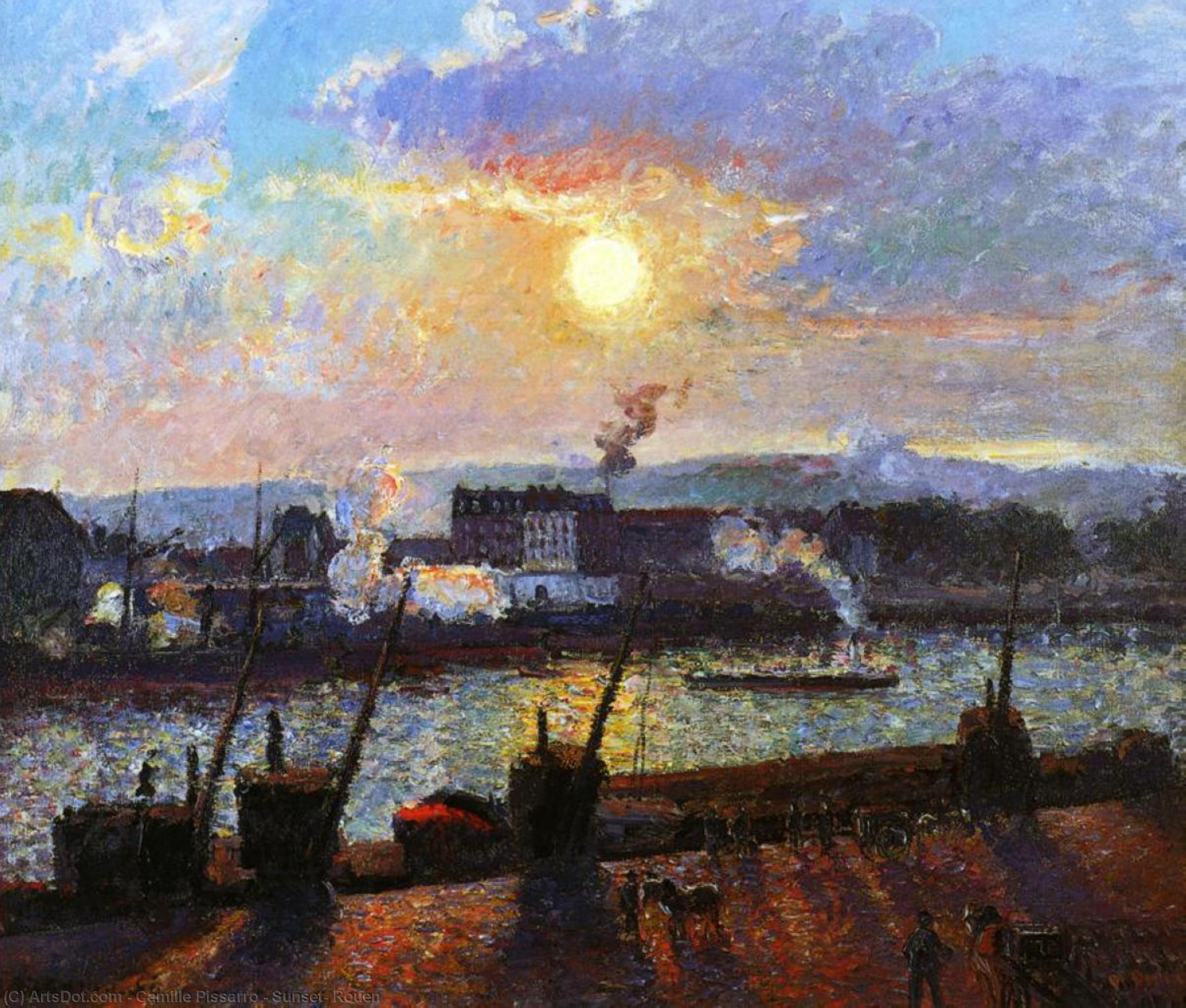 Sunset, Rouen — Camille Pissarro