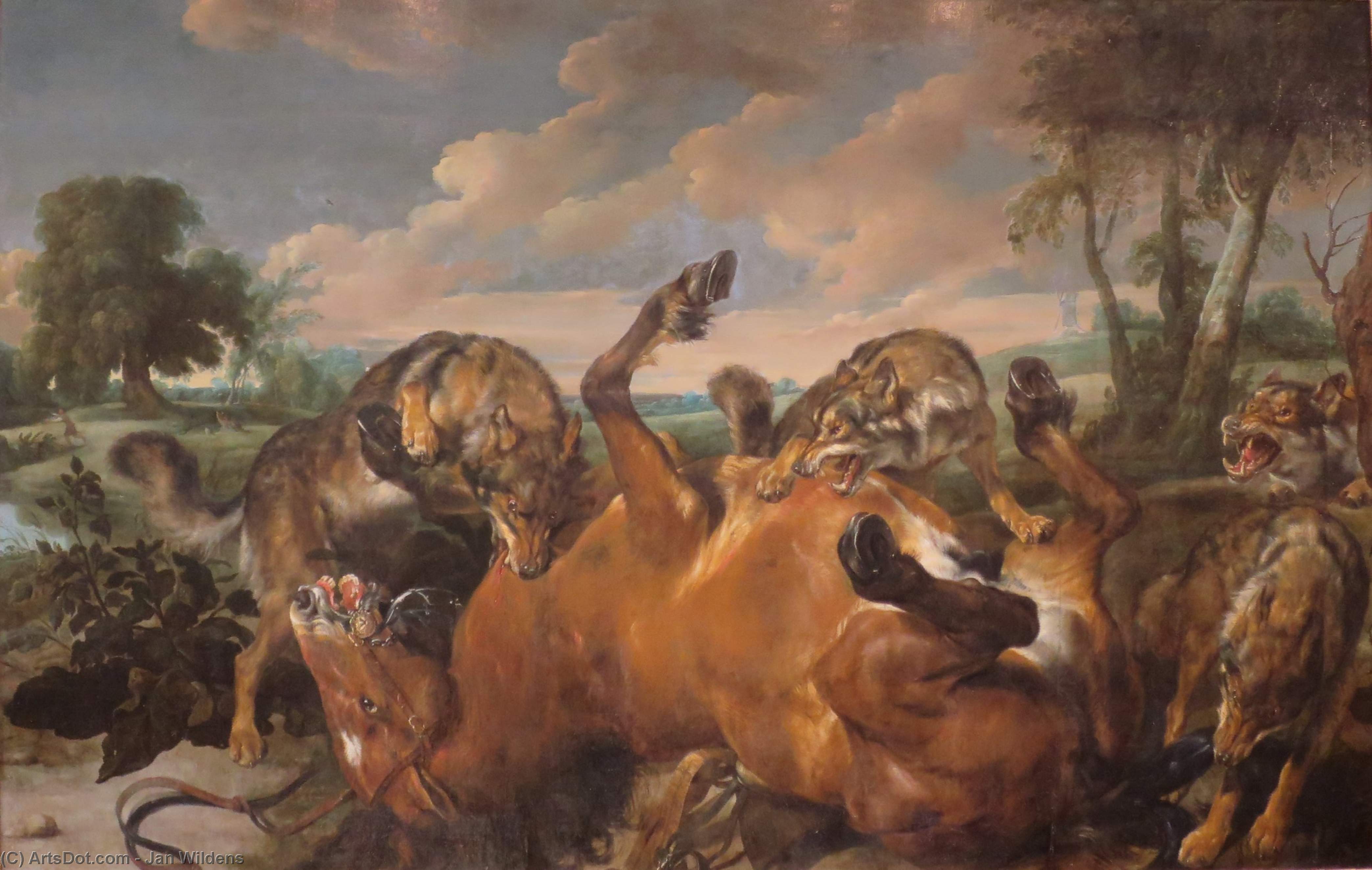 Wolves Attacking A Horse — Jan Wildens