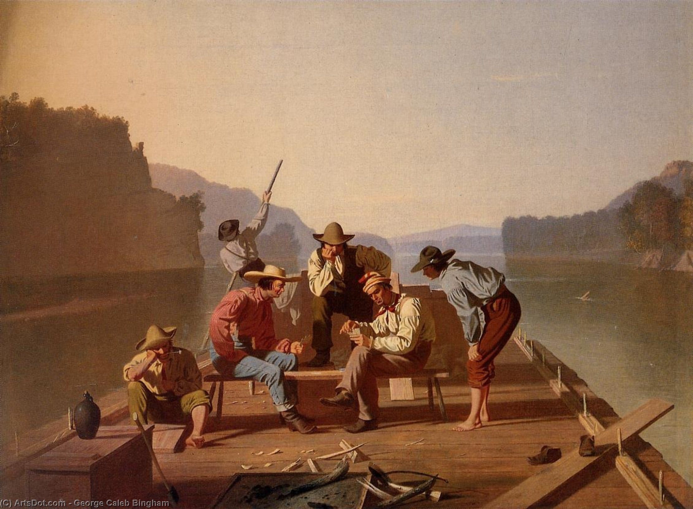 Raftsmen Playing Cards — George Caleb Bingham
