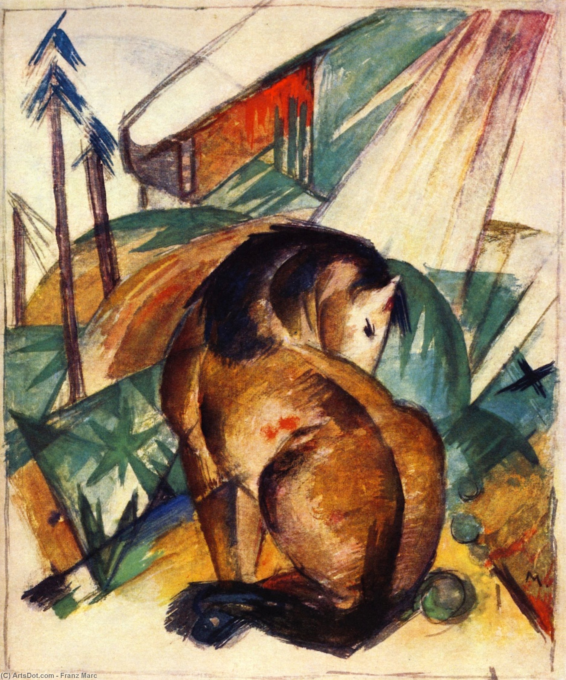 Sitzendes Pferd — Franz Marc