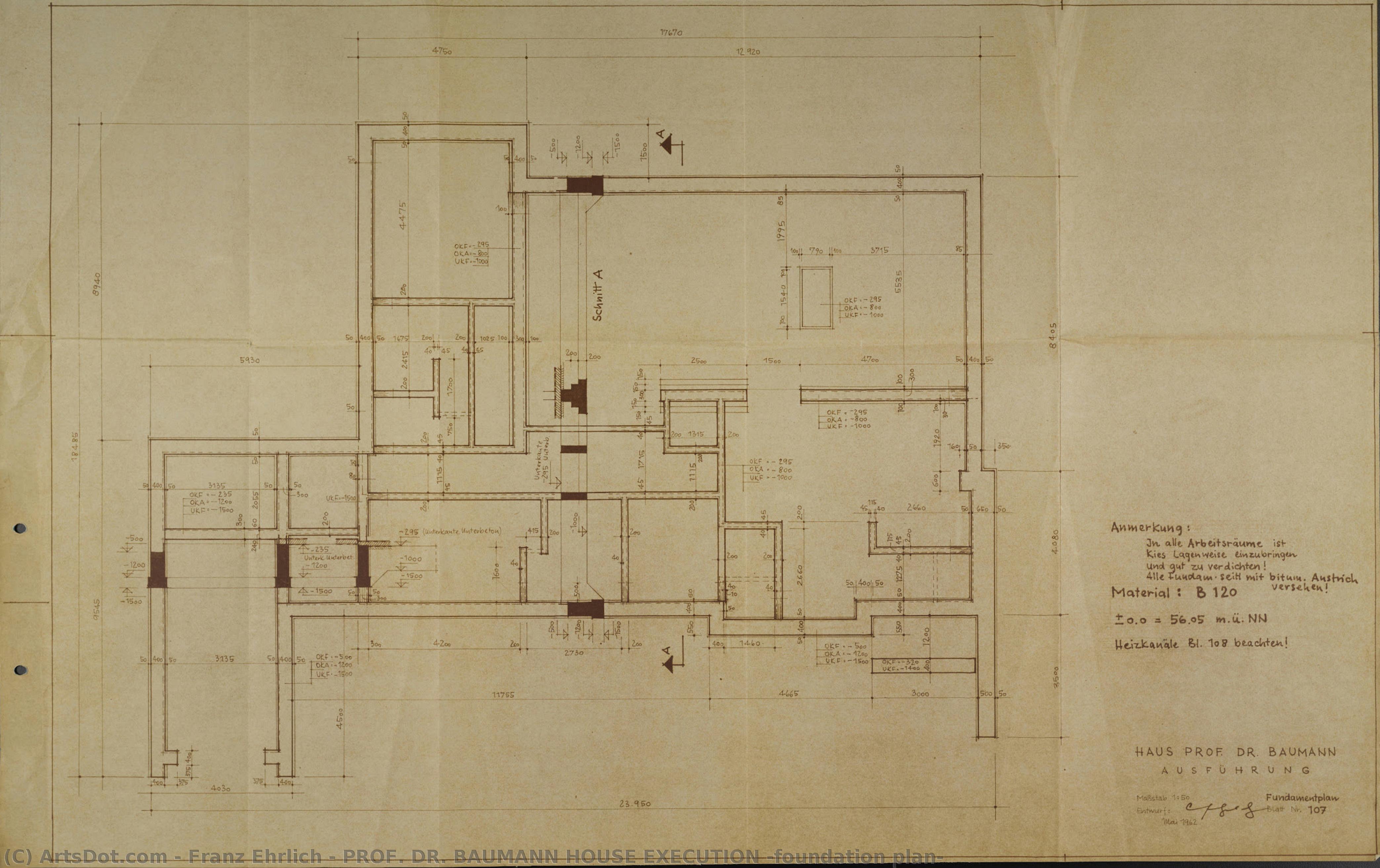 Prof. Dr. Baumann House Execution (foundation Plan) — فرانز إرليك