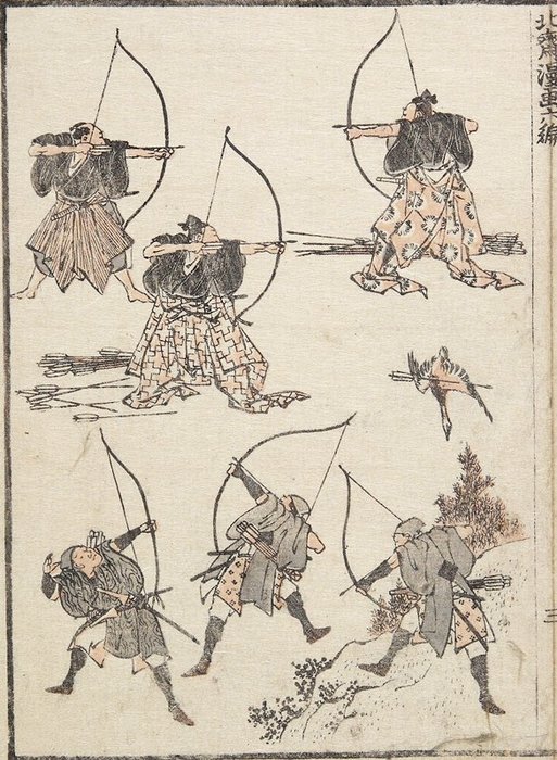 Łucznicy — Hokusai Katsushika