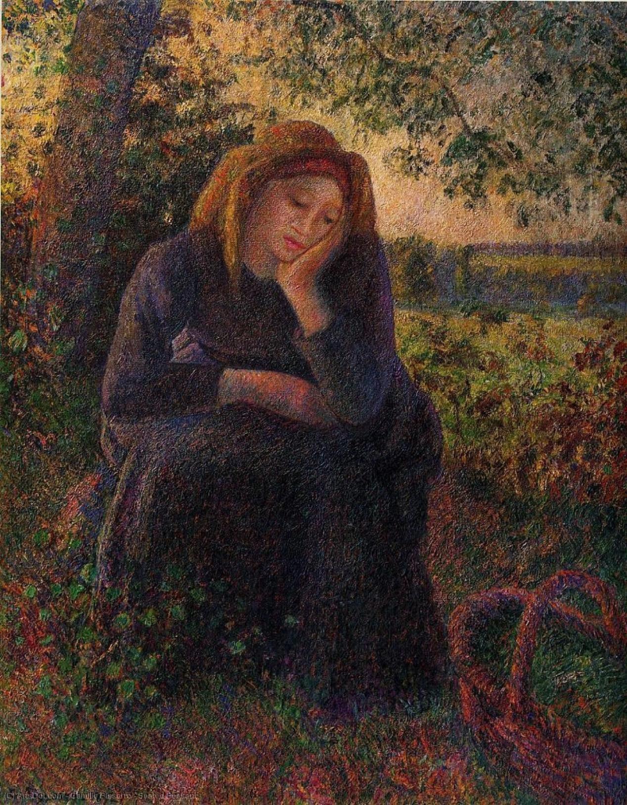 Mulher Sentada Com Cabras — Camille Pissarro