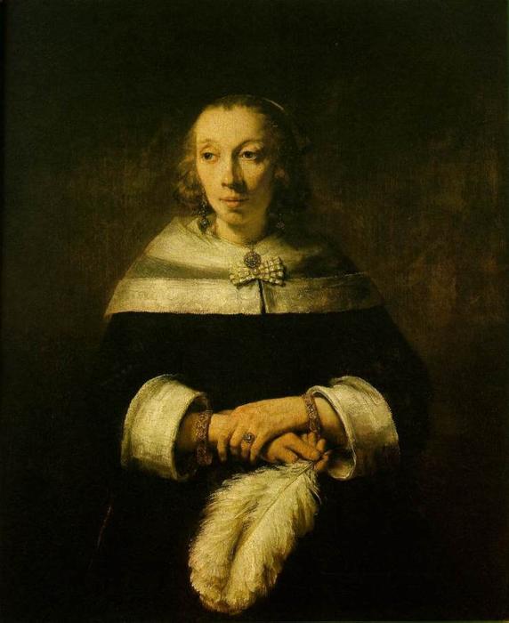 Portrait Of A Lady Mit Einem Östrichfedergestell (ca. 1658/1660) — Rembrandt Van Rijn