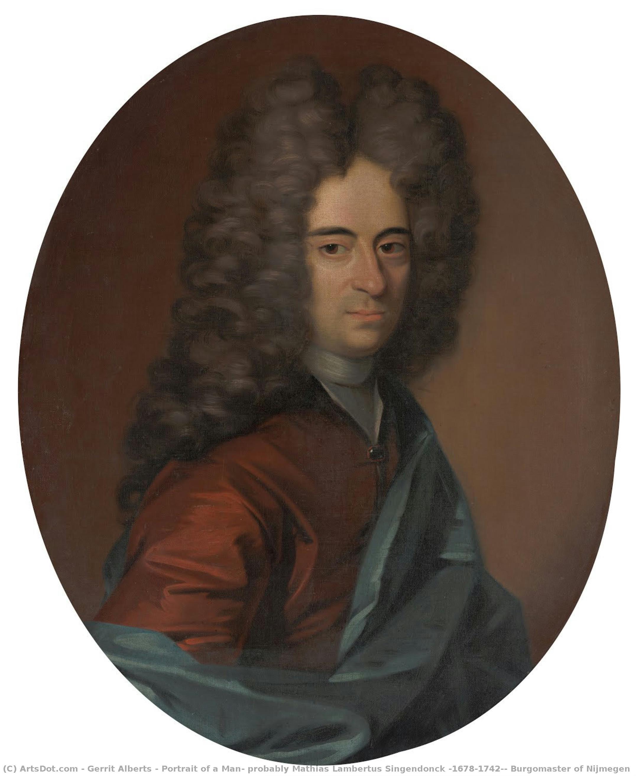 Portrait Of A Man, Probably Mathias Lambertus Singendonck (1678-1742), Burgomaster Of Nijmegen — Gerrit Alberts