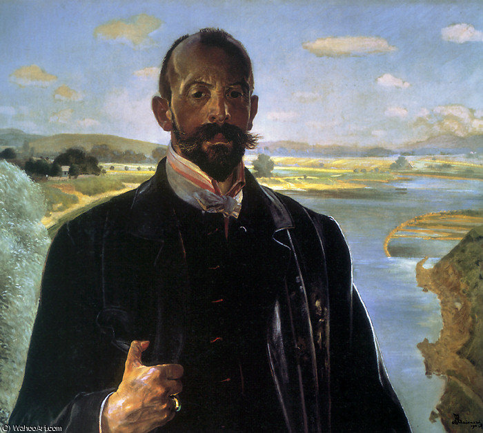 Selfportrait, Vistula River Behind — Jacek Malczewski