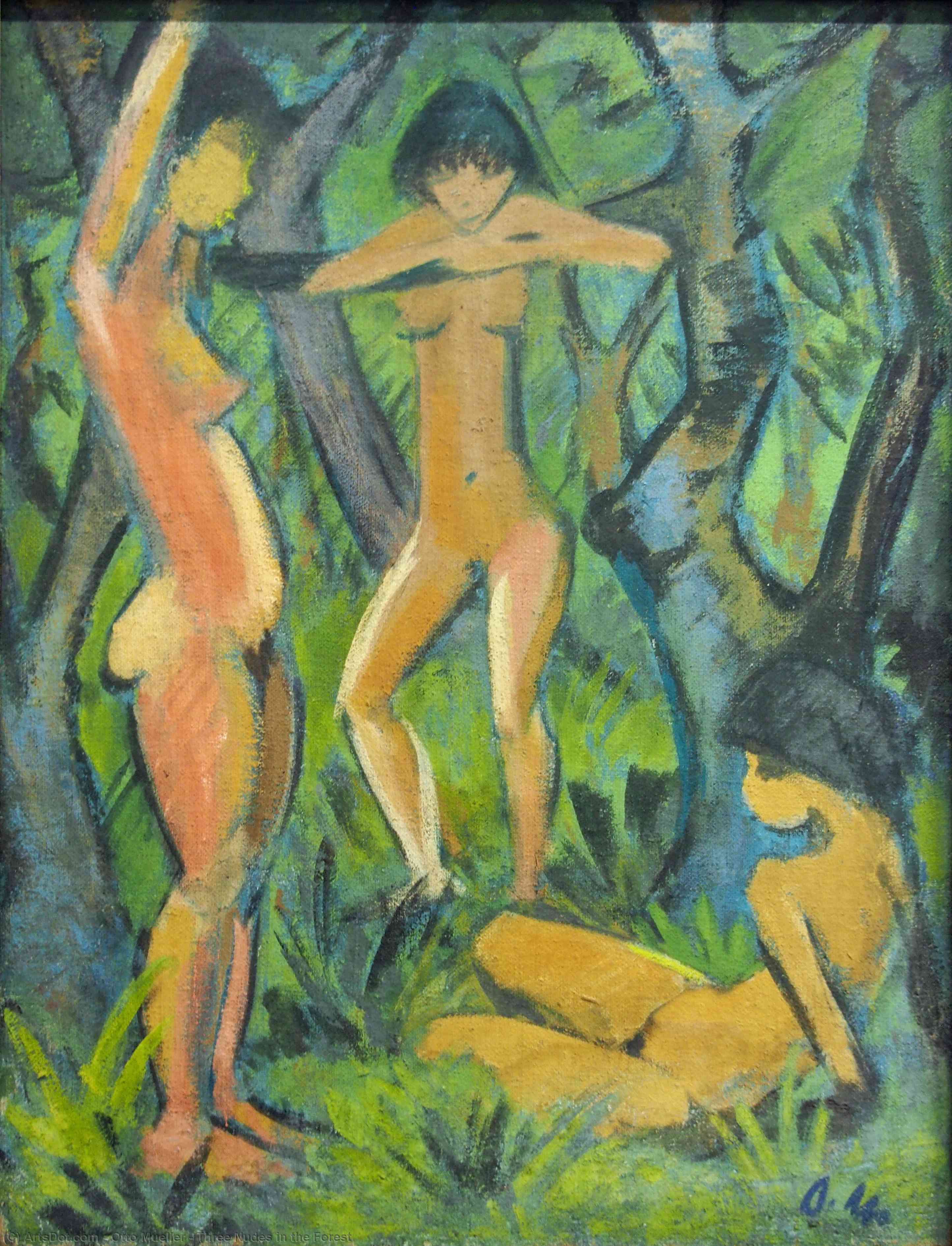 Three Nudes In The Forest — Otto Müller