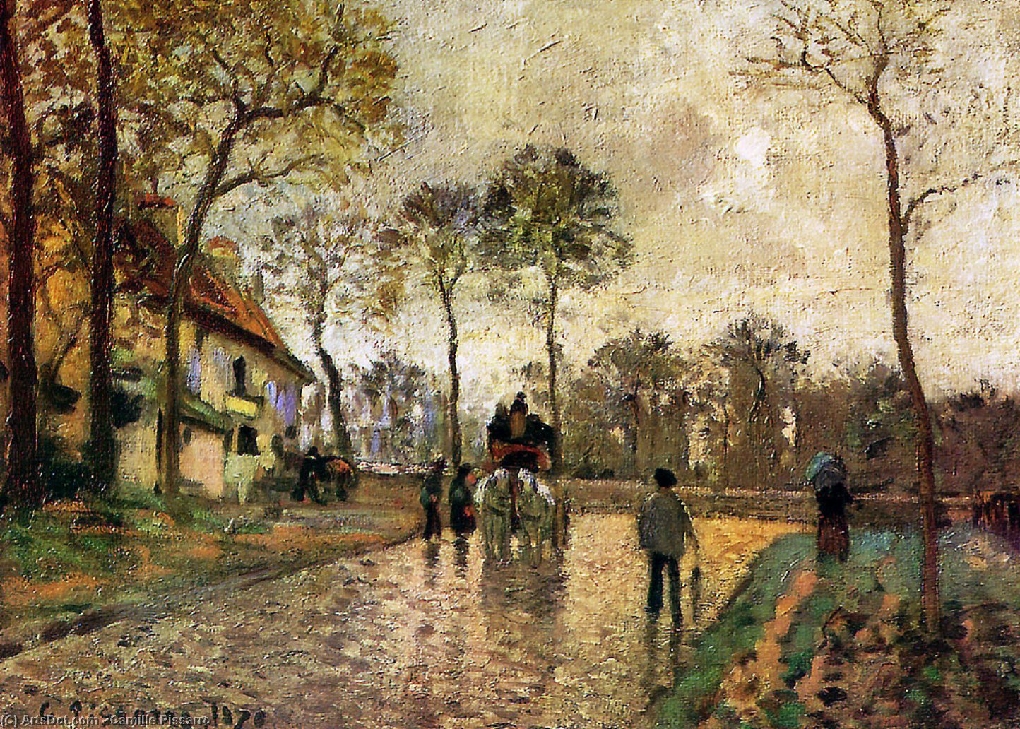 Stagecoach À Louveciennes — Camille Pissarro