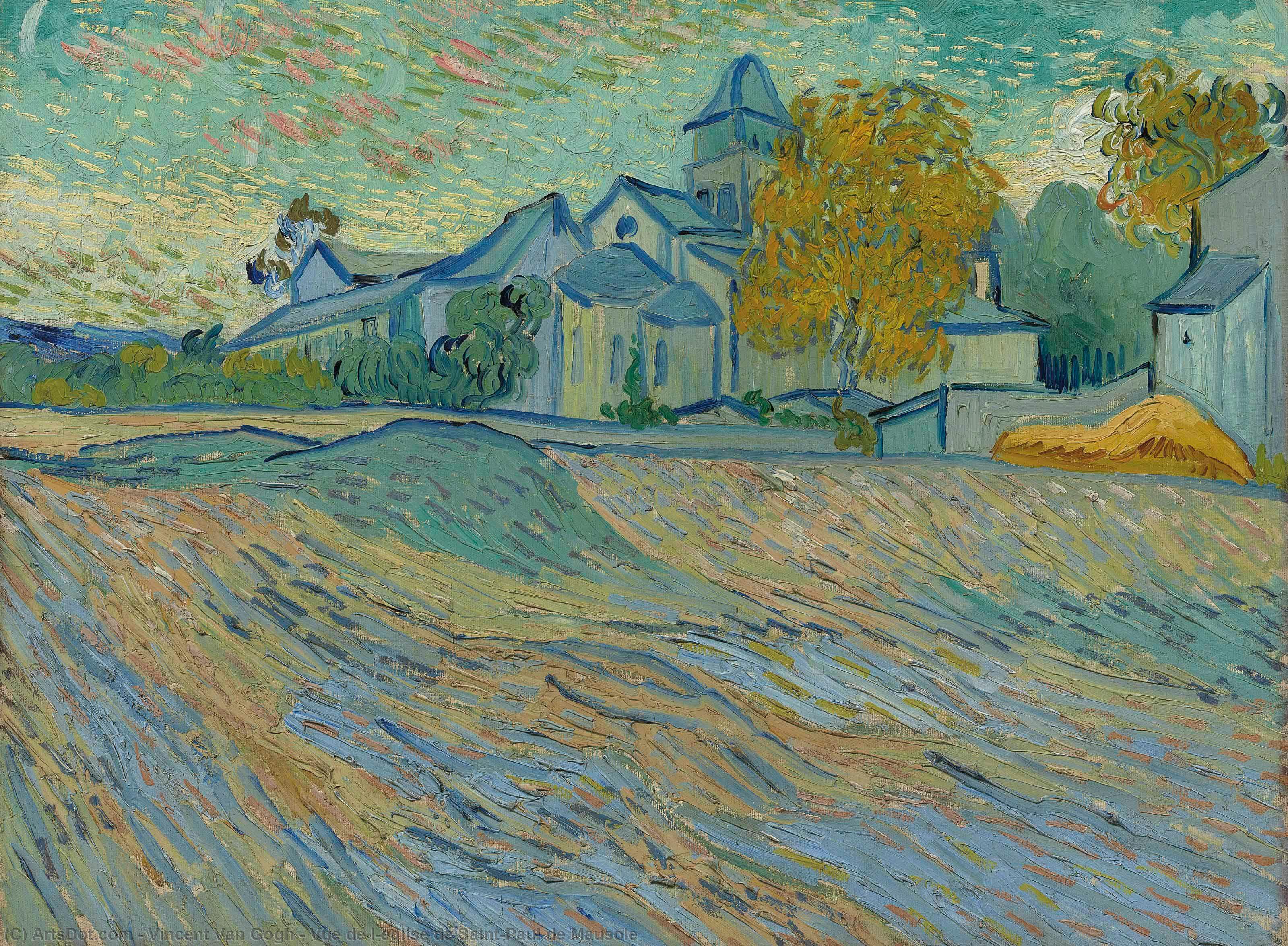 Vue De L'église De Saint-paul De Mausole - Ansicht Einer Kirche Mit Einem Turm Im Hintergrund — Vincent Willem Van Gogh