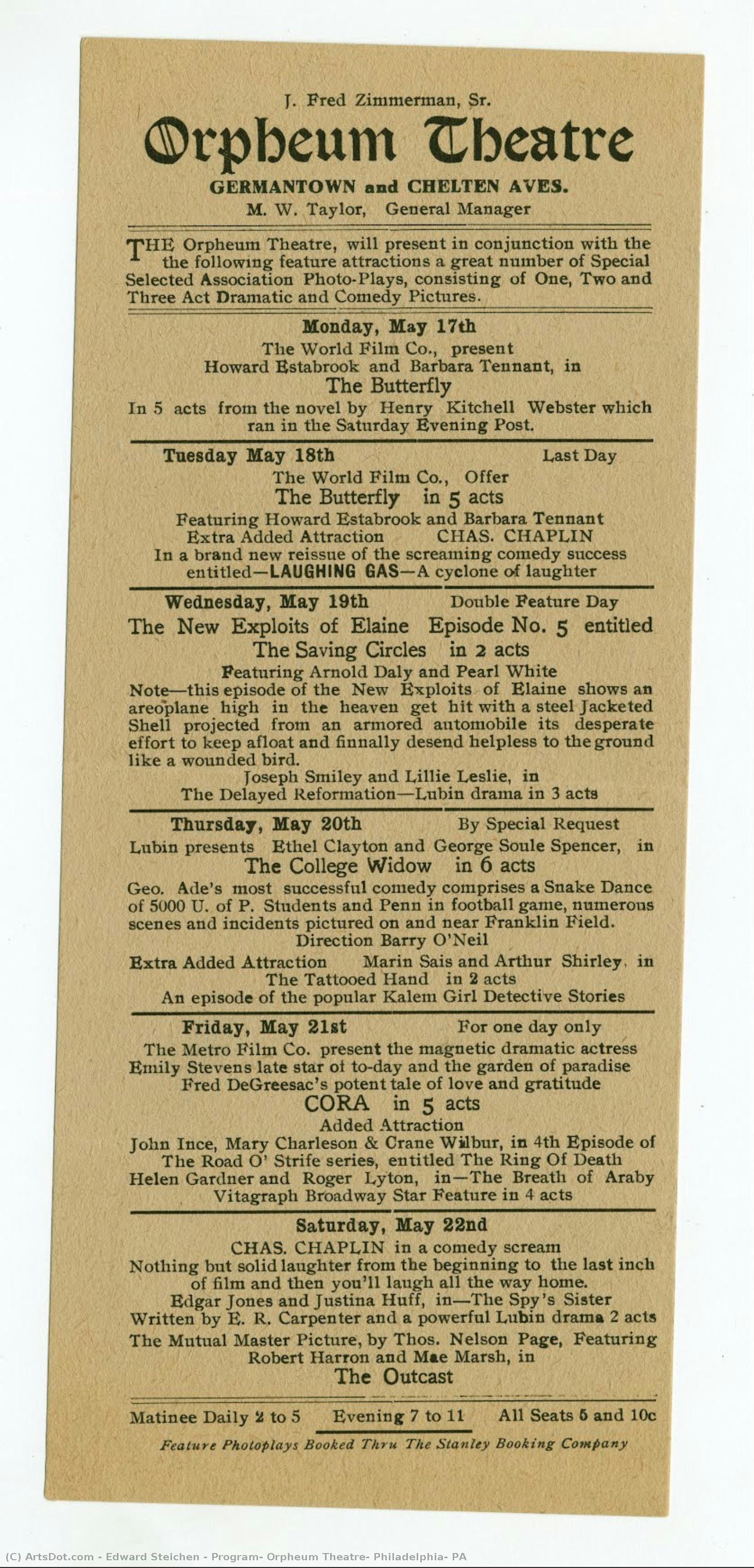 Program För Orpheum Teatern — Edward Steichen