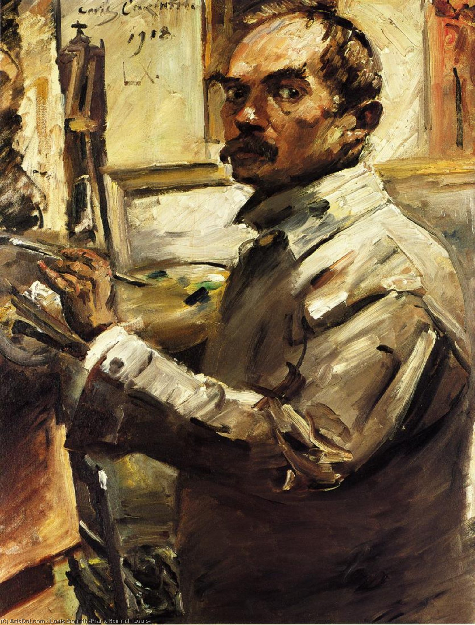 Autoportrait En Blouse Blanche — Lovis Corinth