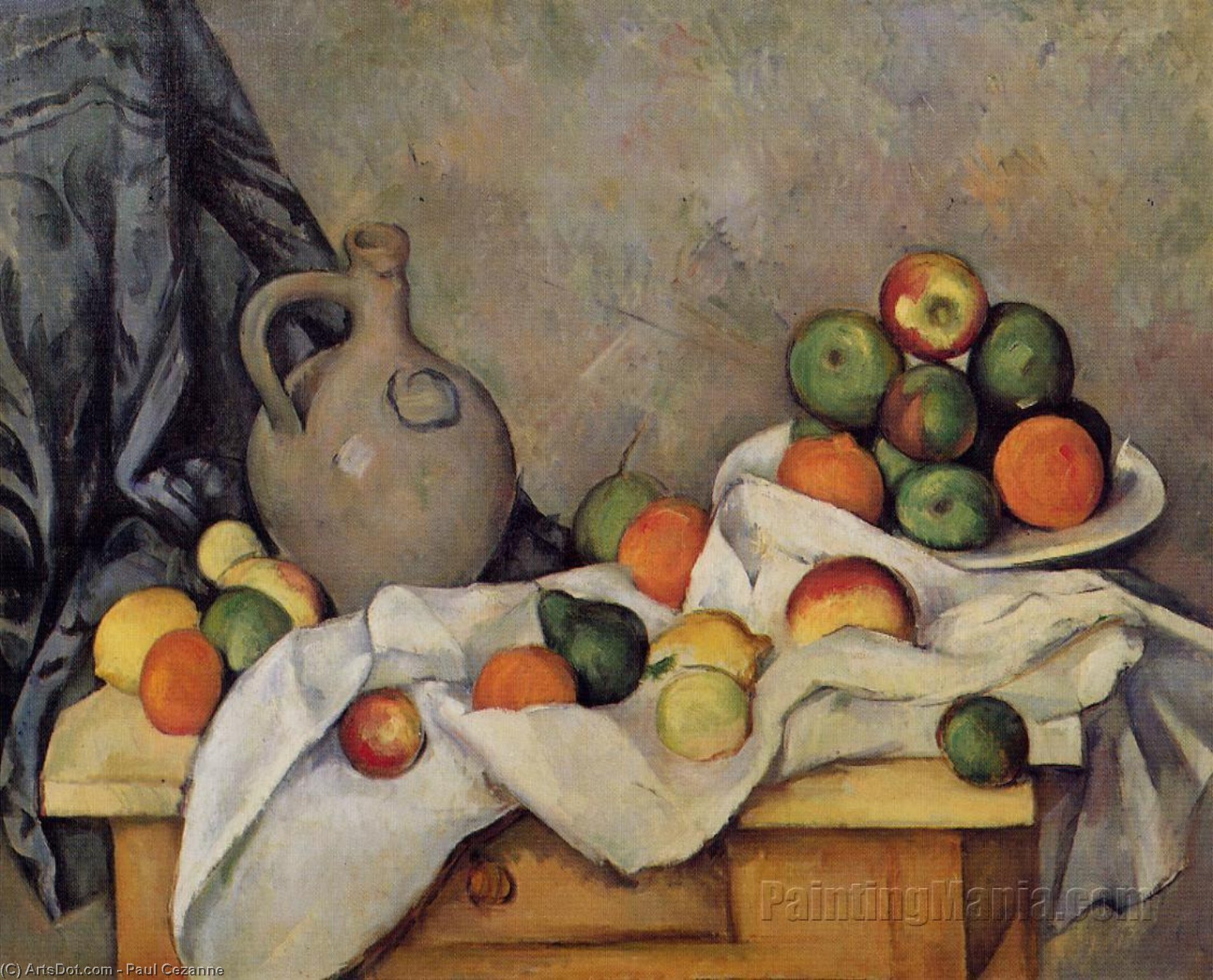 Perde, Çelik Kapak Ve Meyva — Paul Cézanne