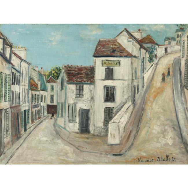 Maurice Utrillo Realizam, Impresionizam Valadon Private Collection Ulje Na Platnu Škola Pariza Ulica, Figure Život U Montmartru Pontoise, Rue De L'éperon Et Rue De La Coutellerie 1936 — Морис Утрилло