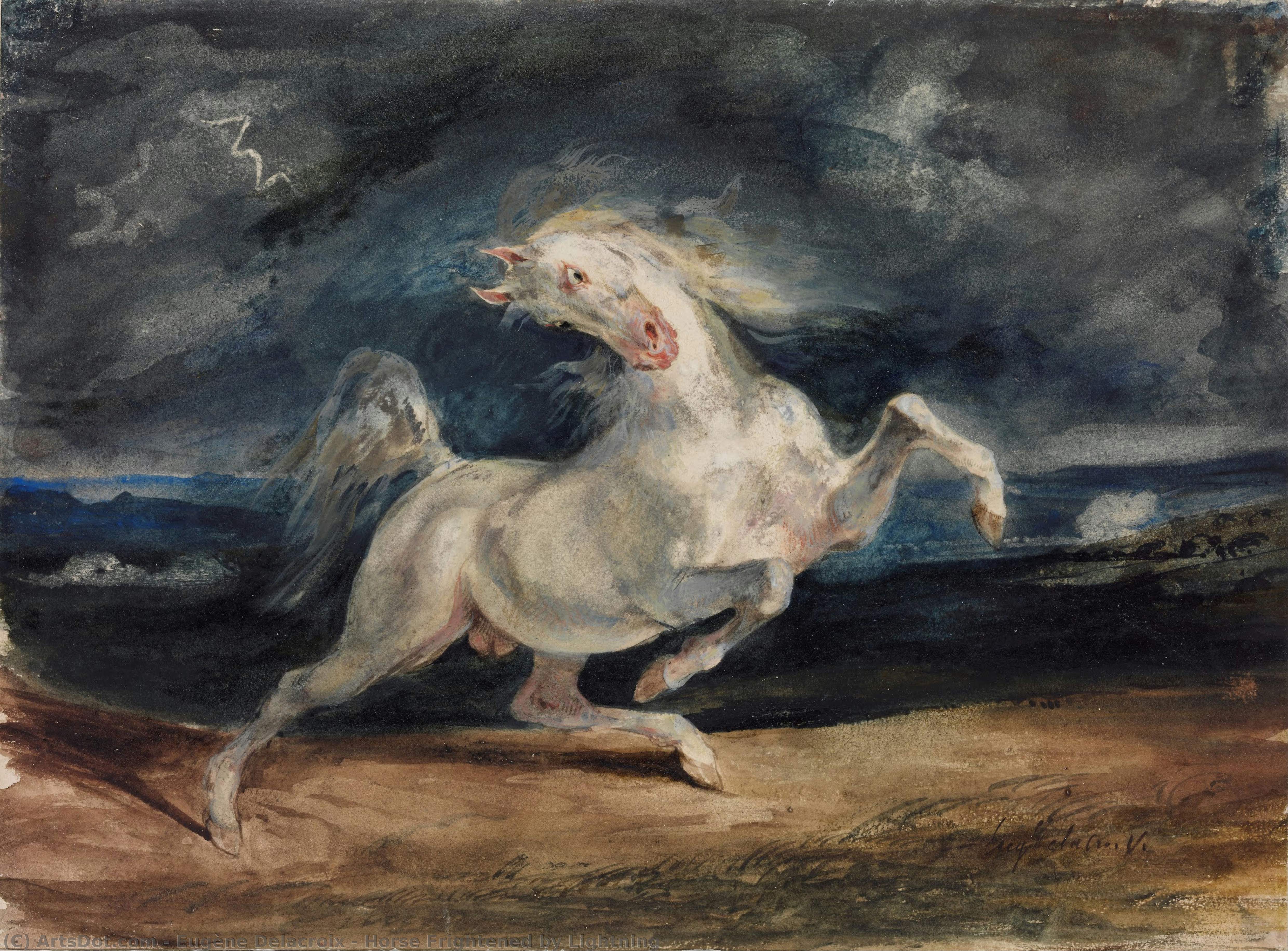 Cheval Effrayé Par L'éclair — Eugène Delacroix