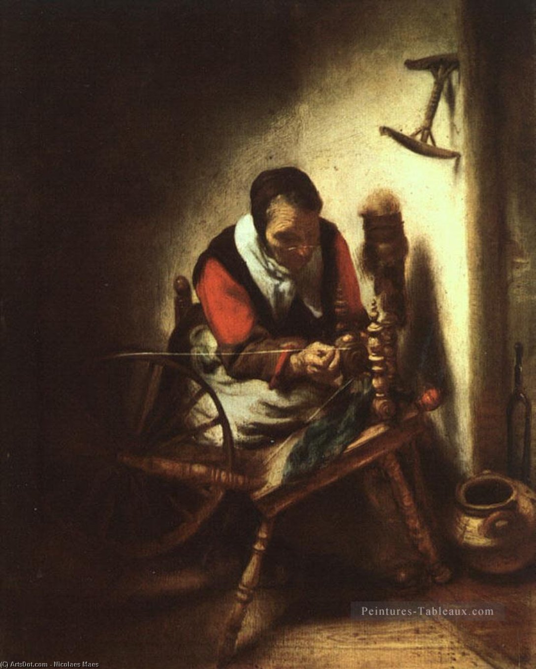Uma Mulher Fiando — Nicolaes Maes